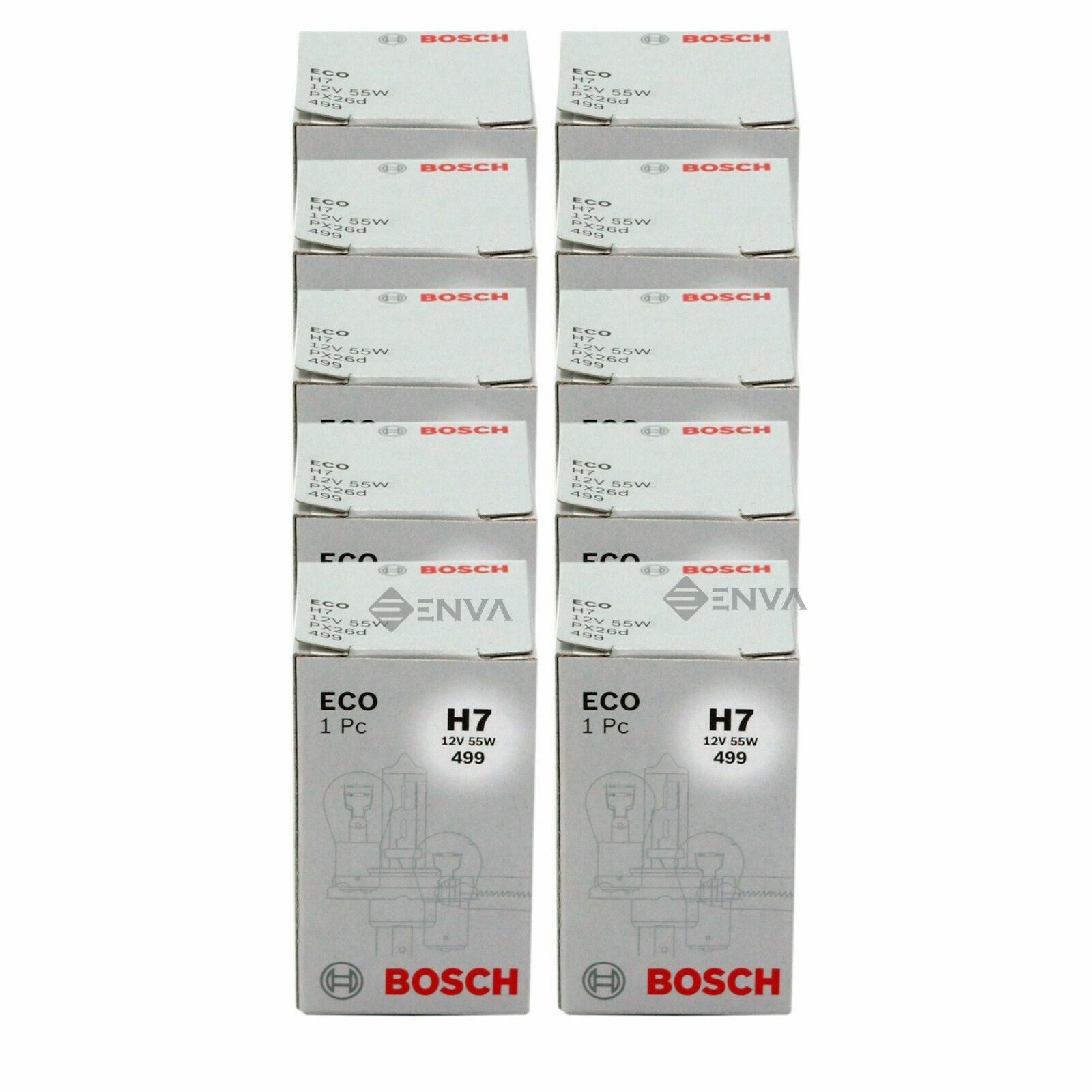 Geniune 10x Bosch Eco H7 12V 55W 499 Headlight Bulbs