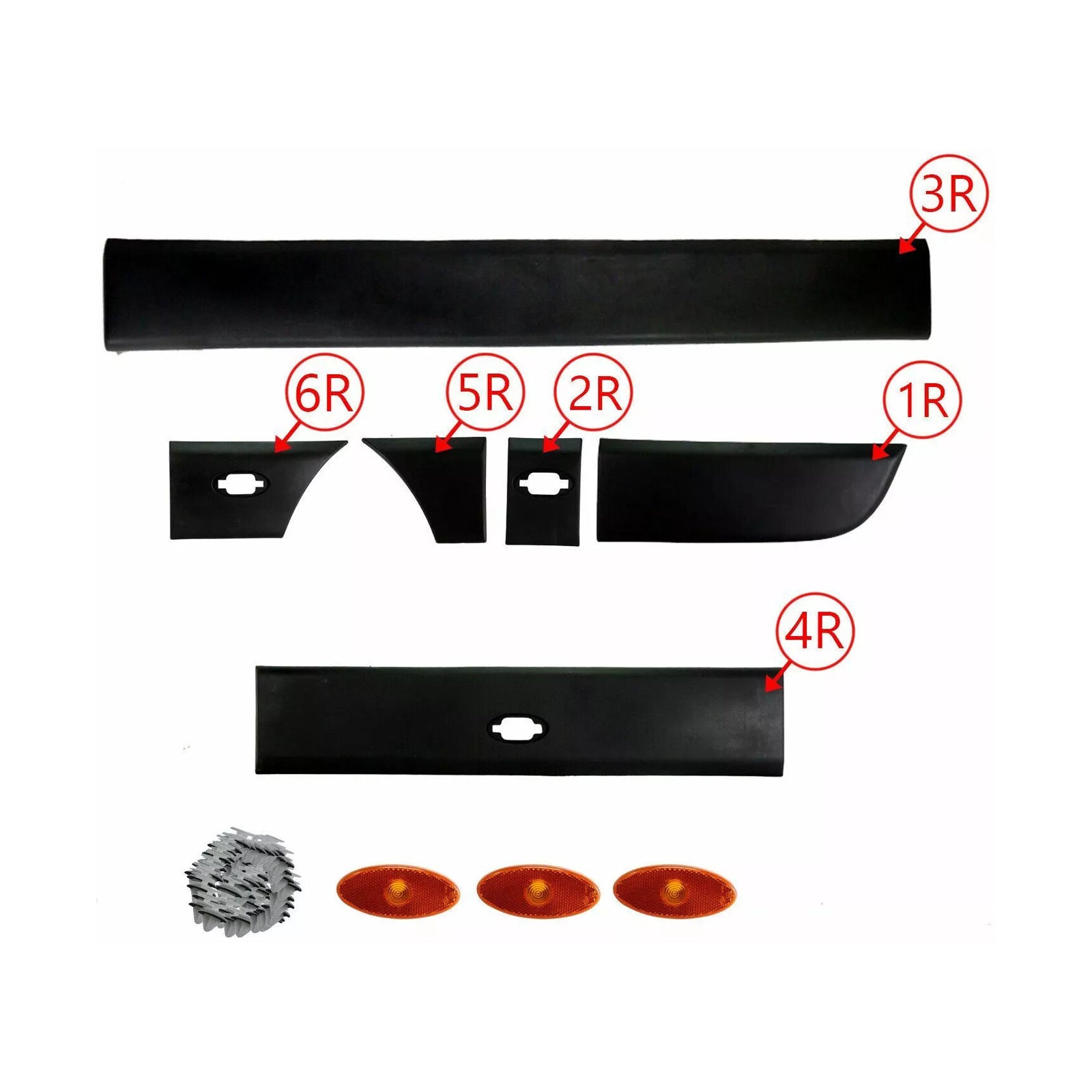 Door Trim Moulding Strip Set Right Side with Marker For Vauxhall Movano 10-2016