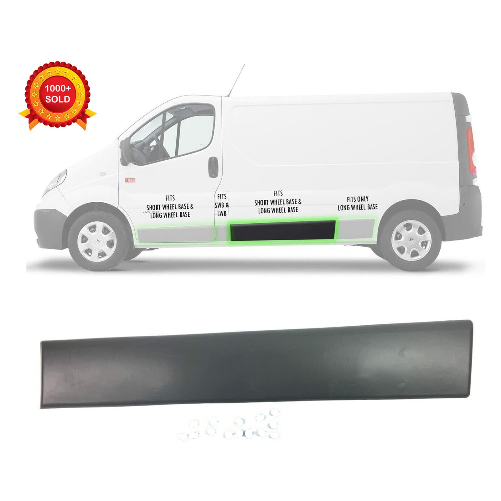 Left Side Long Trim Moulding Strip Panel For Vauxhall Opel Vivaro 2001 2013