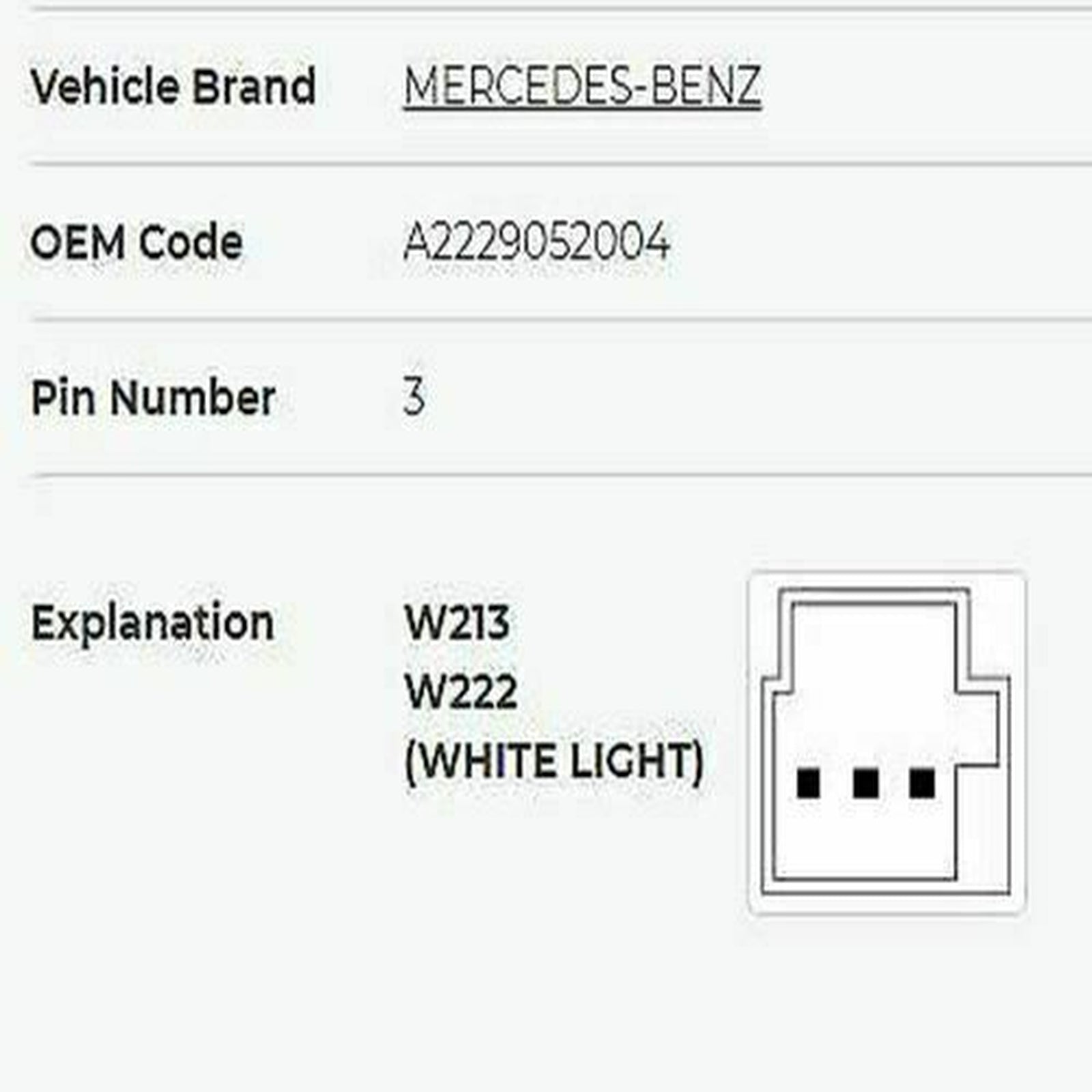 Window Main Control Switch Black (White Light) 3 Pin for Mercedes S500 2013-2017
