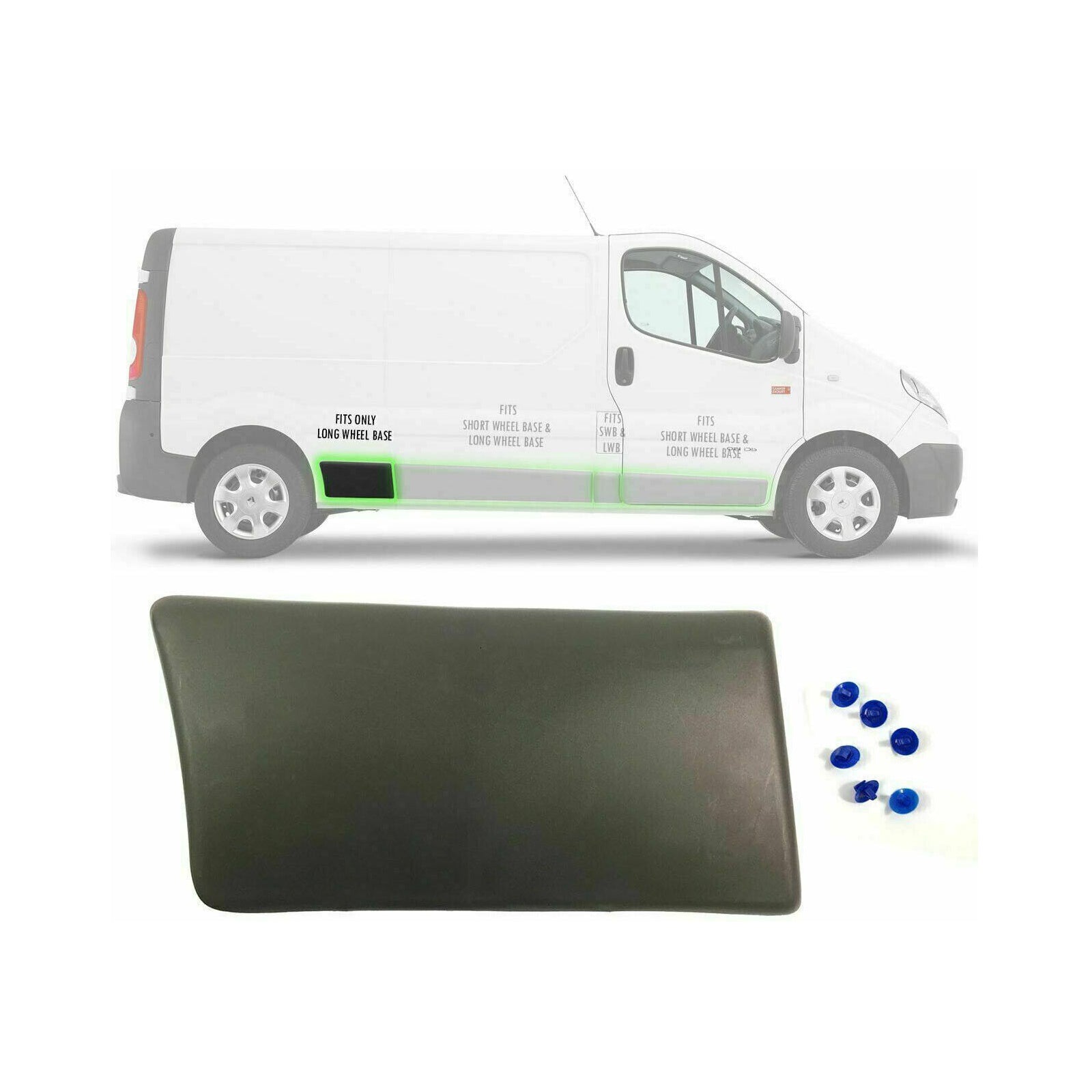 Side Door Moulding Panel Strip Set Right Side for Renault Trafic Mk2 01-14 LWB
