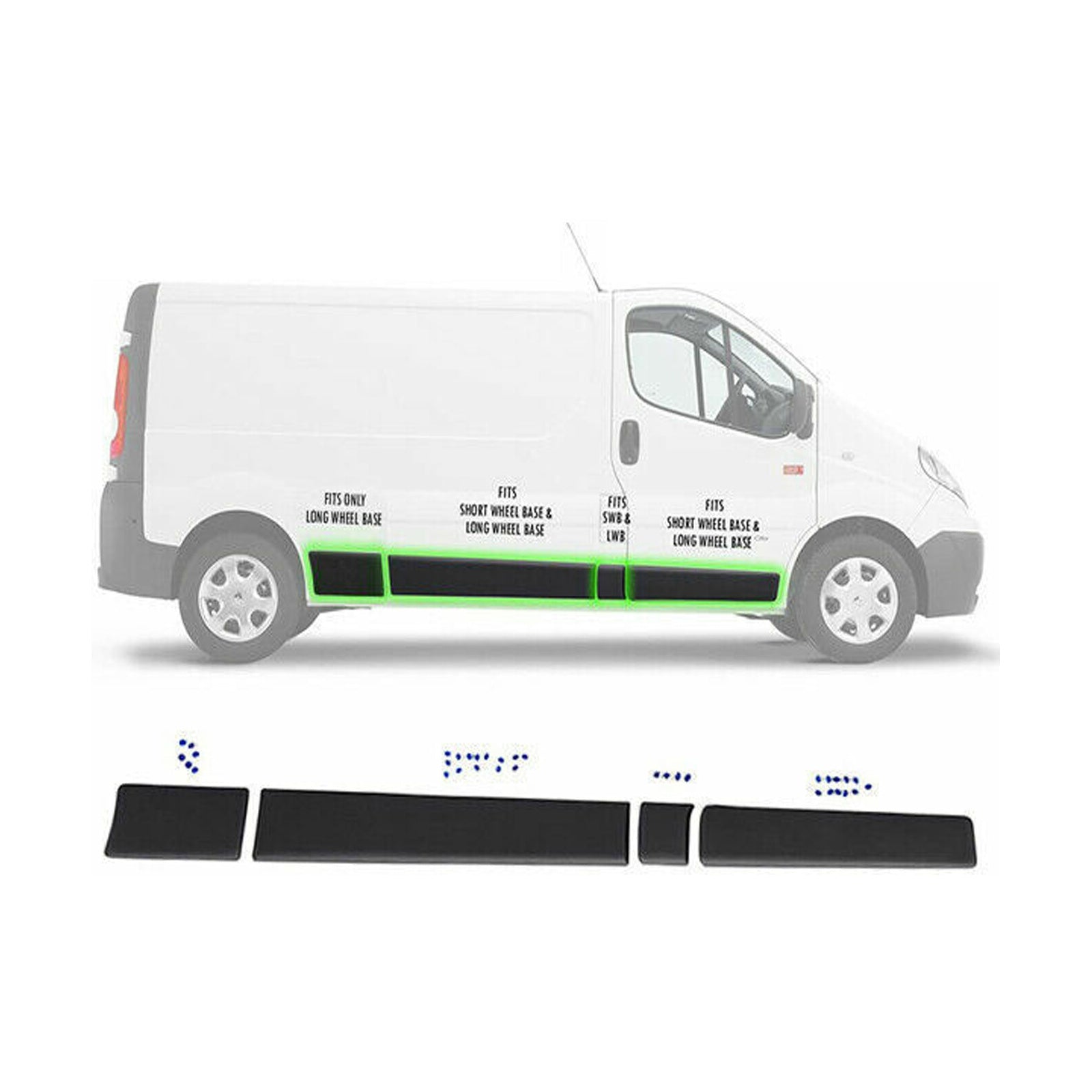 Side Door Moulding Panel Strip Set Right Side For Primastar 01 14 Lwb 4 Pcs