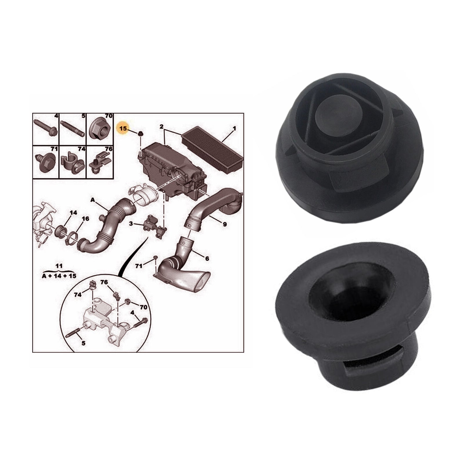 Citroen Berlingo 08-13, C4 06-12, C3 09-13 Air Filter Rubber Insert Grommet x3