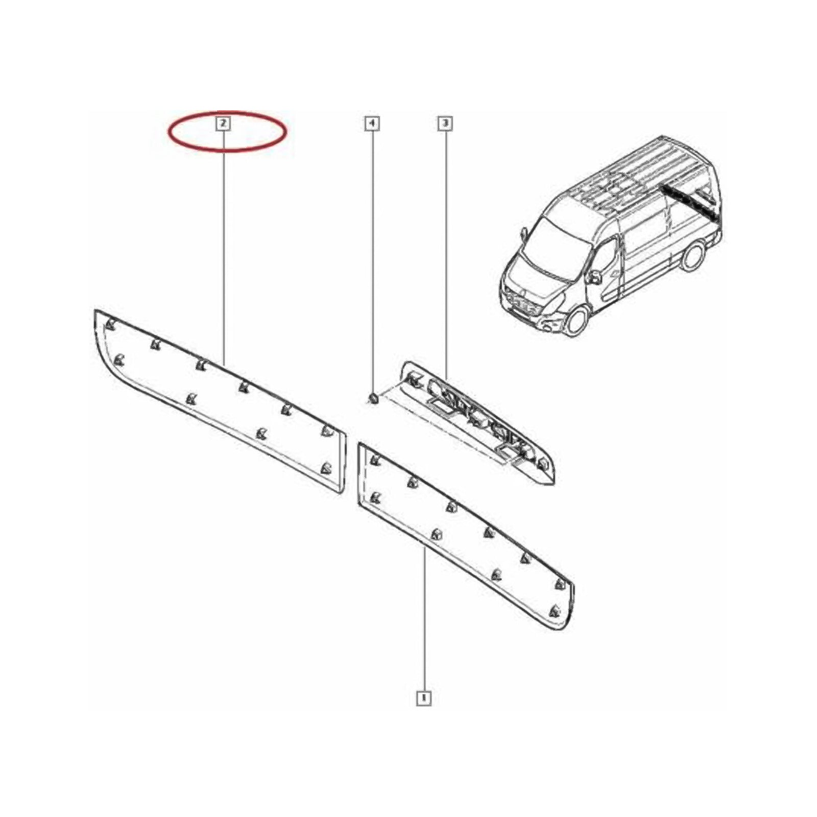 Rear Door Panel Trim Strap Right Side for Master-III, NV400, Movano - 908520001R