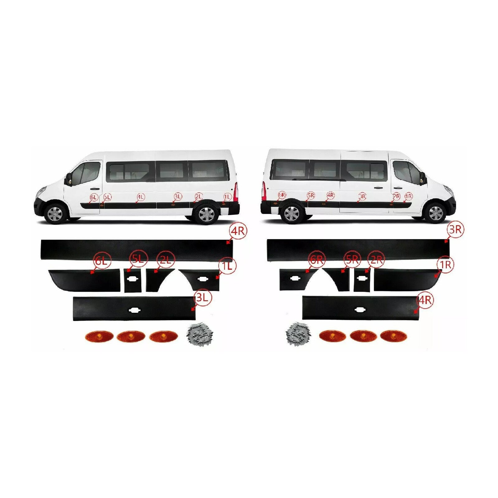 R and L Side Moulding Strip With Marker Lamp Side For Interstar 2010 2016