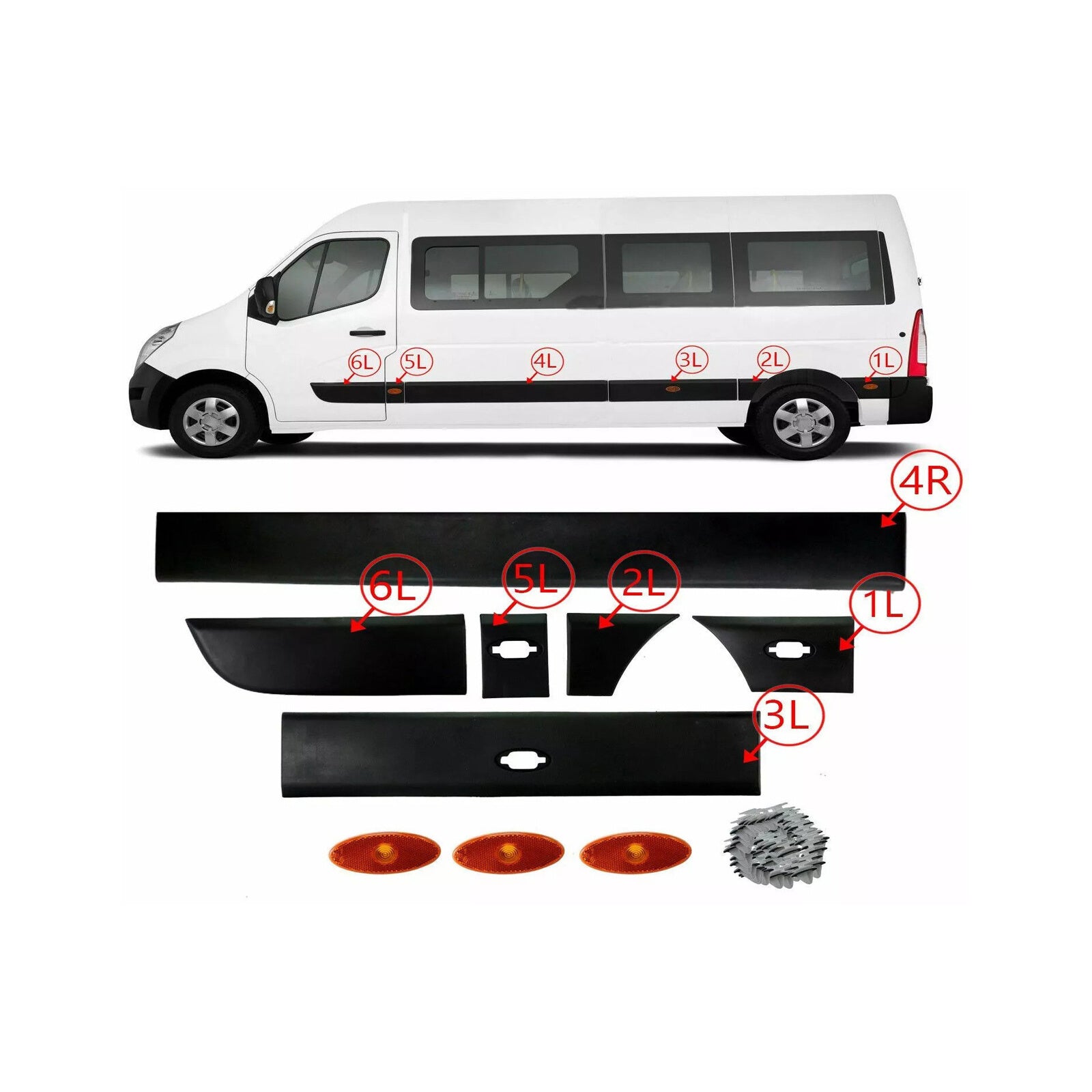 R & L Side Moulding Strip with Marker Lamp Side for Interstar 2010-2016