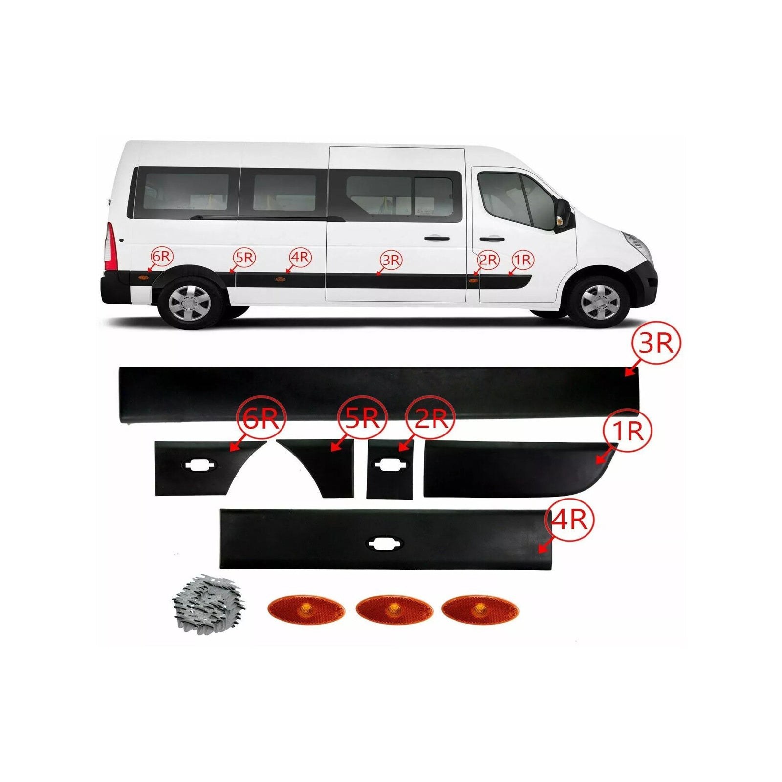 R & L Side Moulding Strip with Marker Lamp Side for Interstar 2010-2016