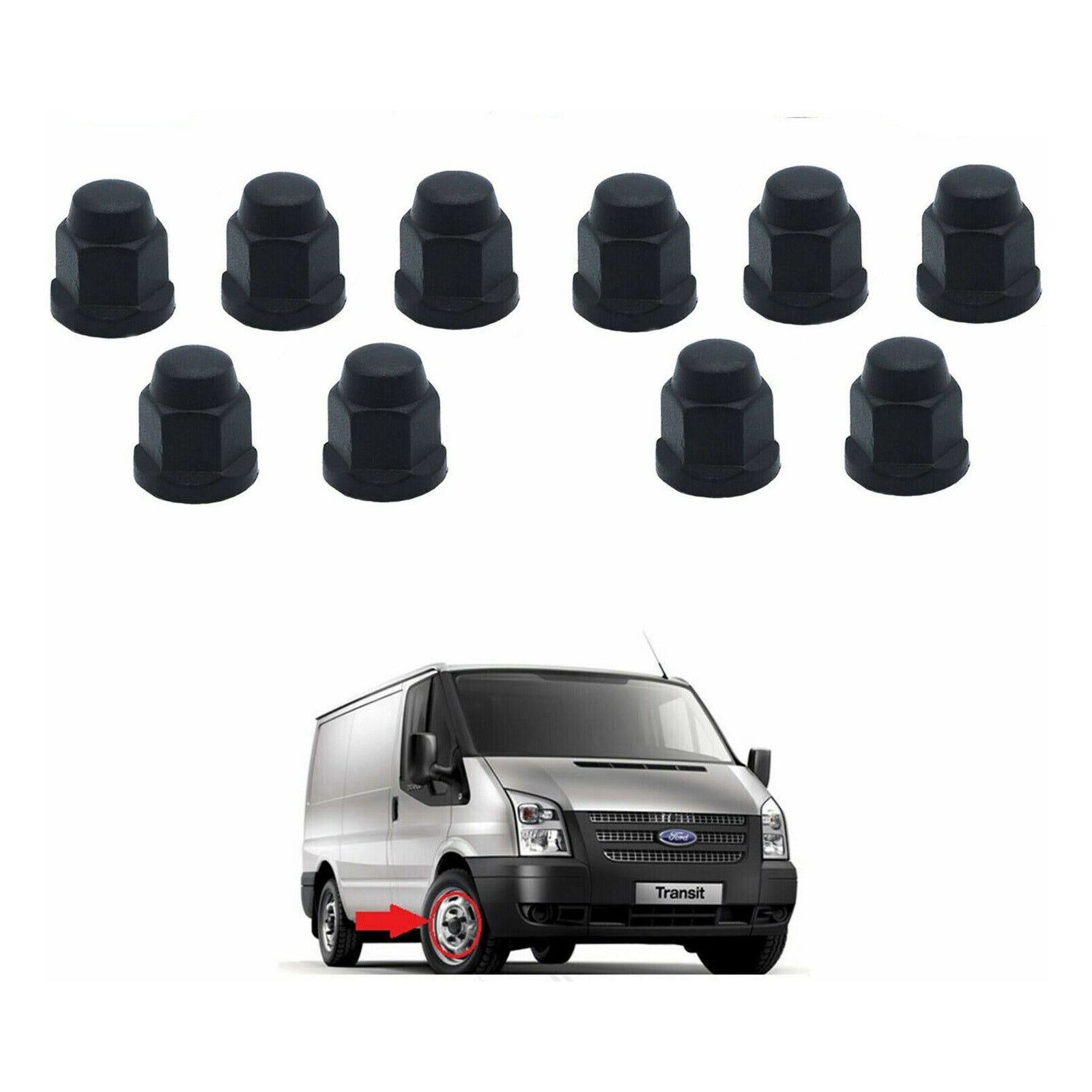 10 x Whell Nut Covers for Ford Transit MK6 MK7 2000 Onwards 4041979 YC151K011AB