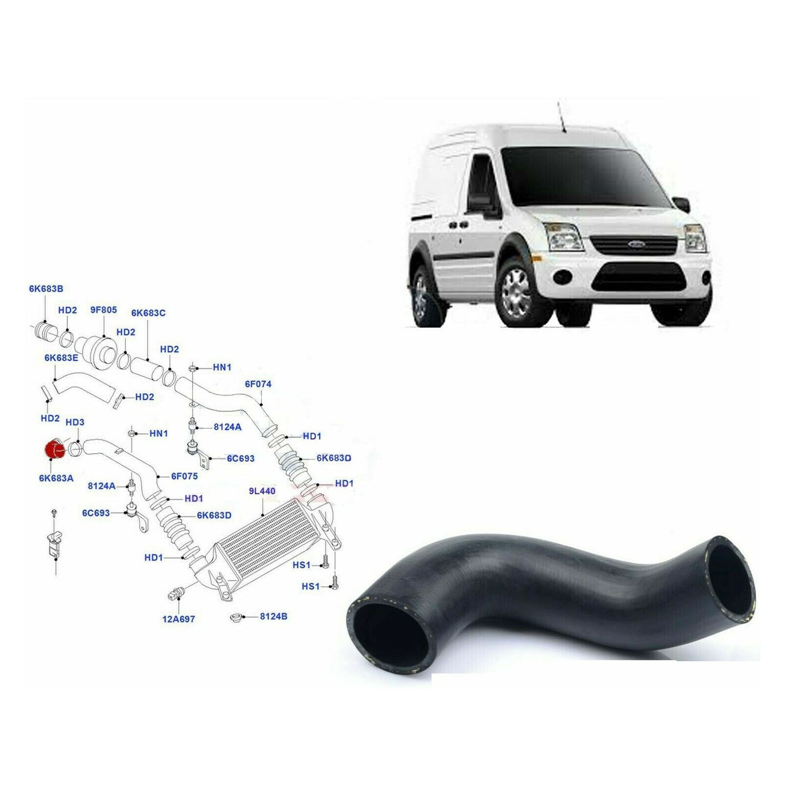 Egr Turbo Intercooler Hose Pipe For Ford Transit Connect Mk1 Tdci 7T169F796Bg