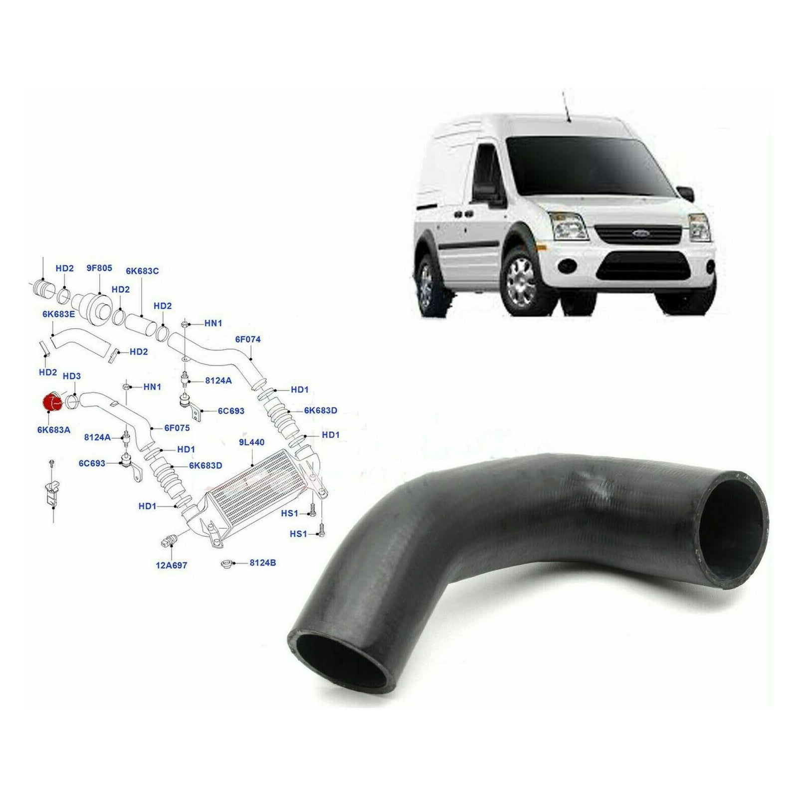 EGR Turbo Intercooler Hose Pipe for Ford Transit Connect MK1 TDCI 7T169F796BG