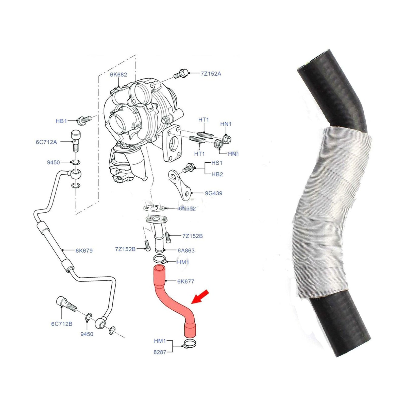 Turbocharger Oil Return Hose Pipe For Ford Focus Mk2 C Max 1.6 Tdci 3M5Q6K677Ad