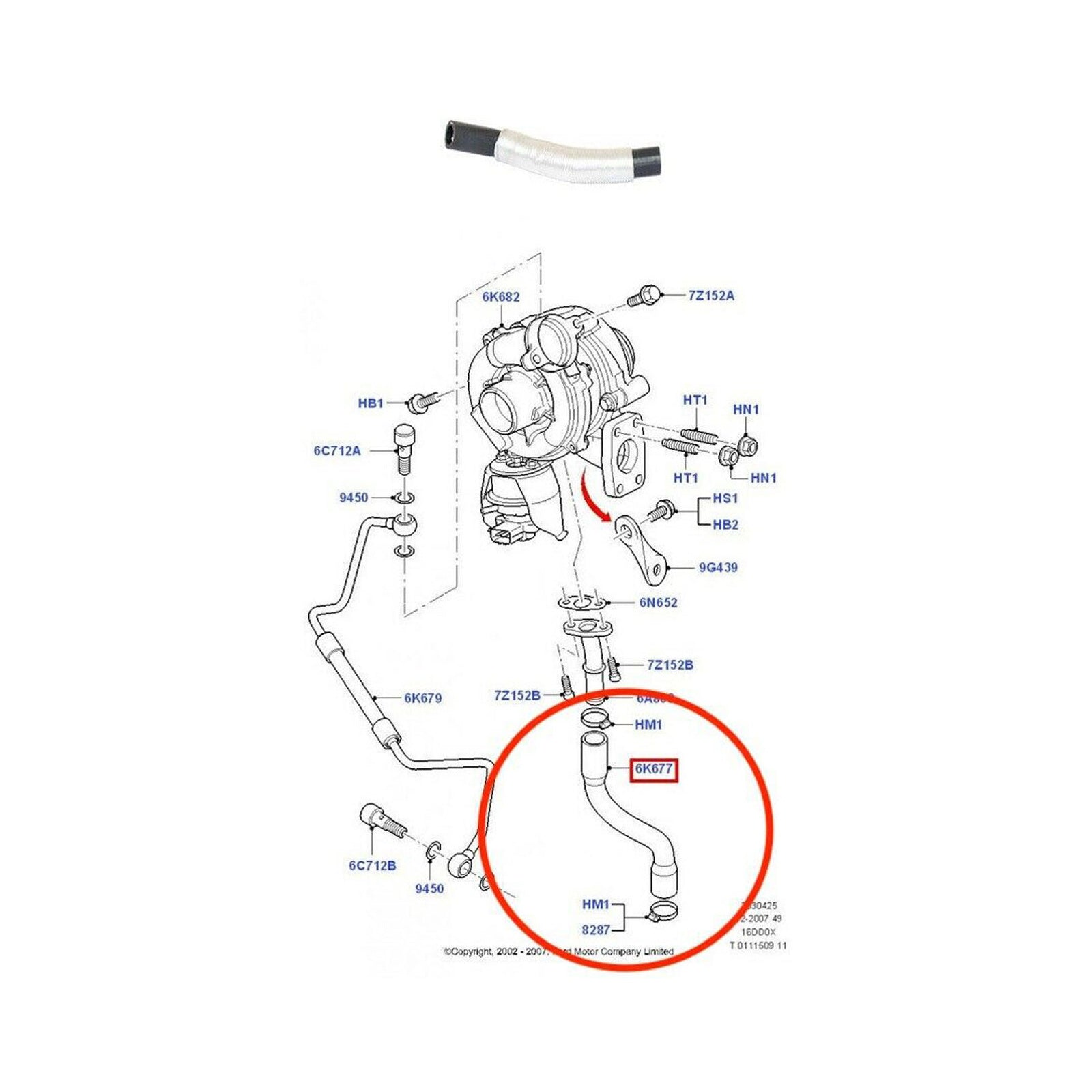 Turbocharger Oil Return Hose Pipe For Ford Focus Mk2 C-Max 1.6 TDCI 3M5Q6K677AD