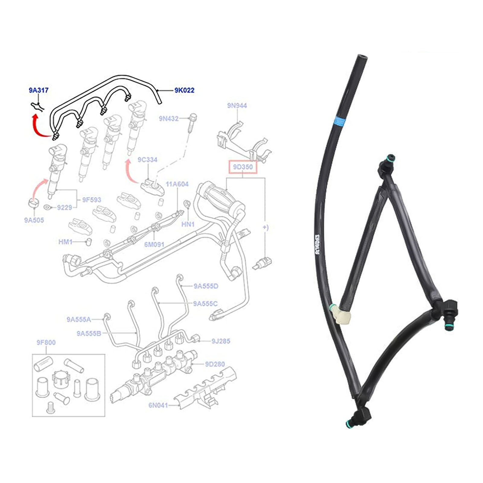 Fuel Injector Leak Off Return Pipe For Ford Fiesta V Mk5 Fusion 1.4 Tdci 1444973
