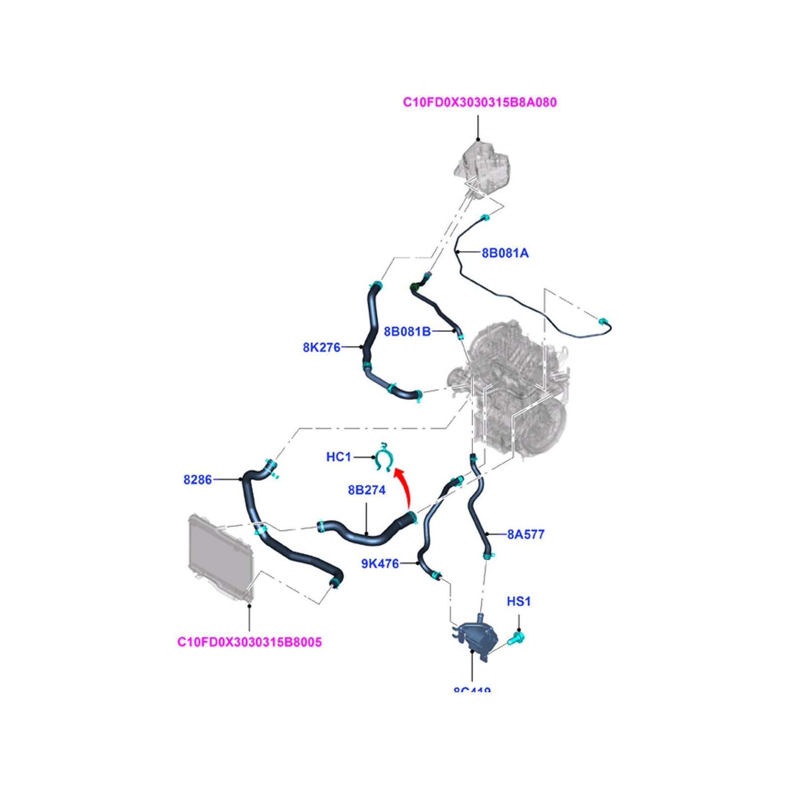For Ford Transit Courier Tourneo Fits Expansion Tank To Block Pipe 1848679