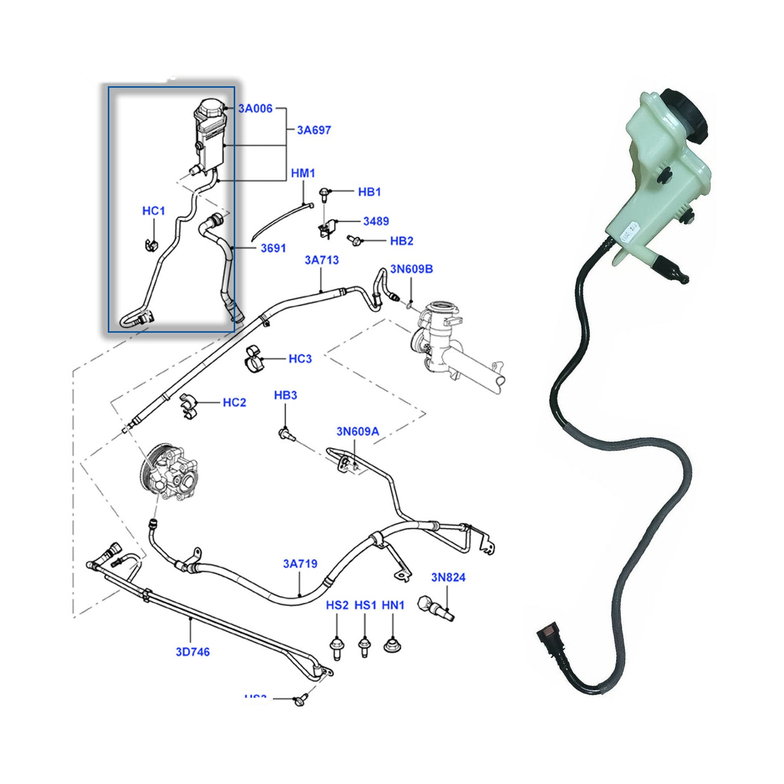 Hydraulic Steering Fluid Tank With Pipe For Ford Fiesta Mk5 Fusion 1251765