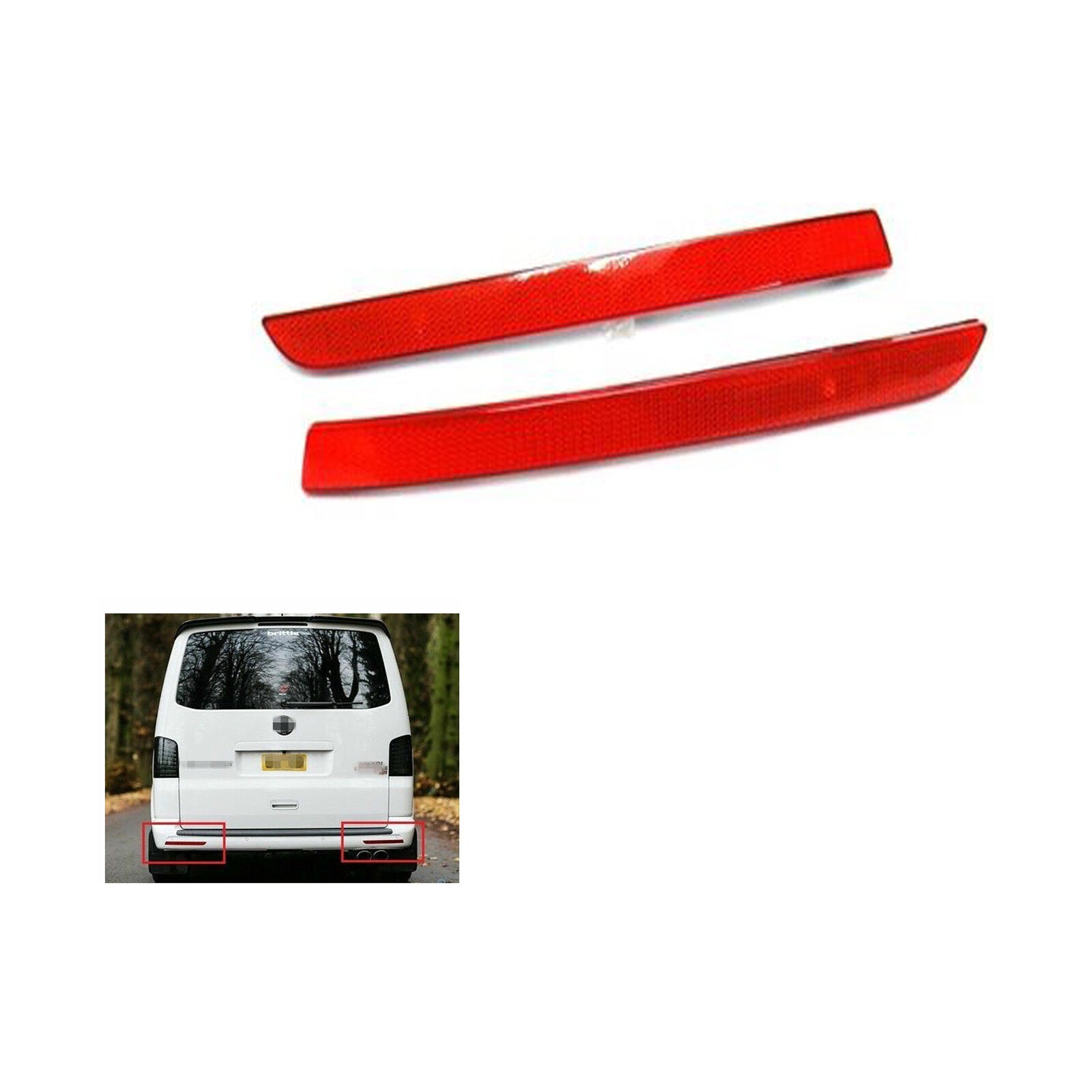 Rear Bumper Reflector L and R For Vw Transporter Multivan T5 7E0945105A 7E0945106A