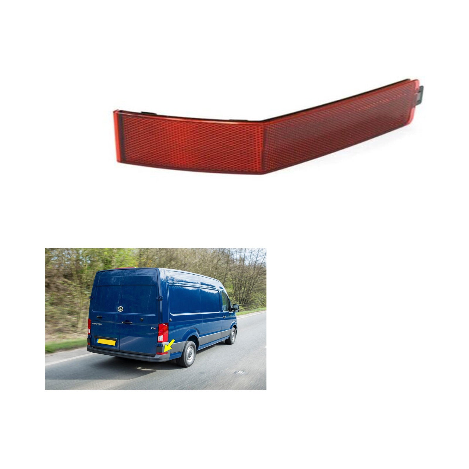 For Vw Crafter 2017 On Rear Bumper Lower Reflector Red Right Side 7C0945106