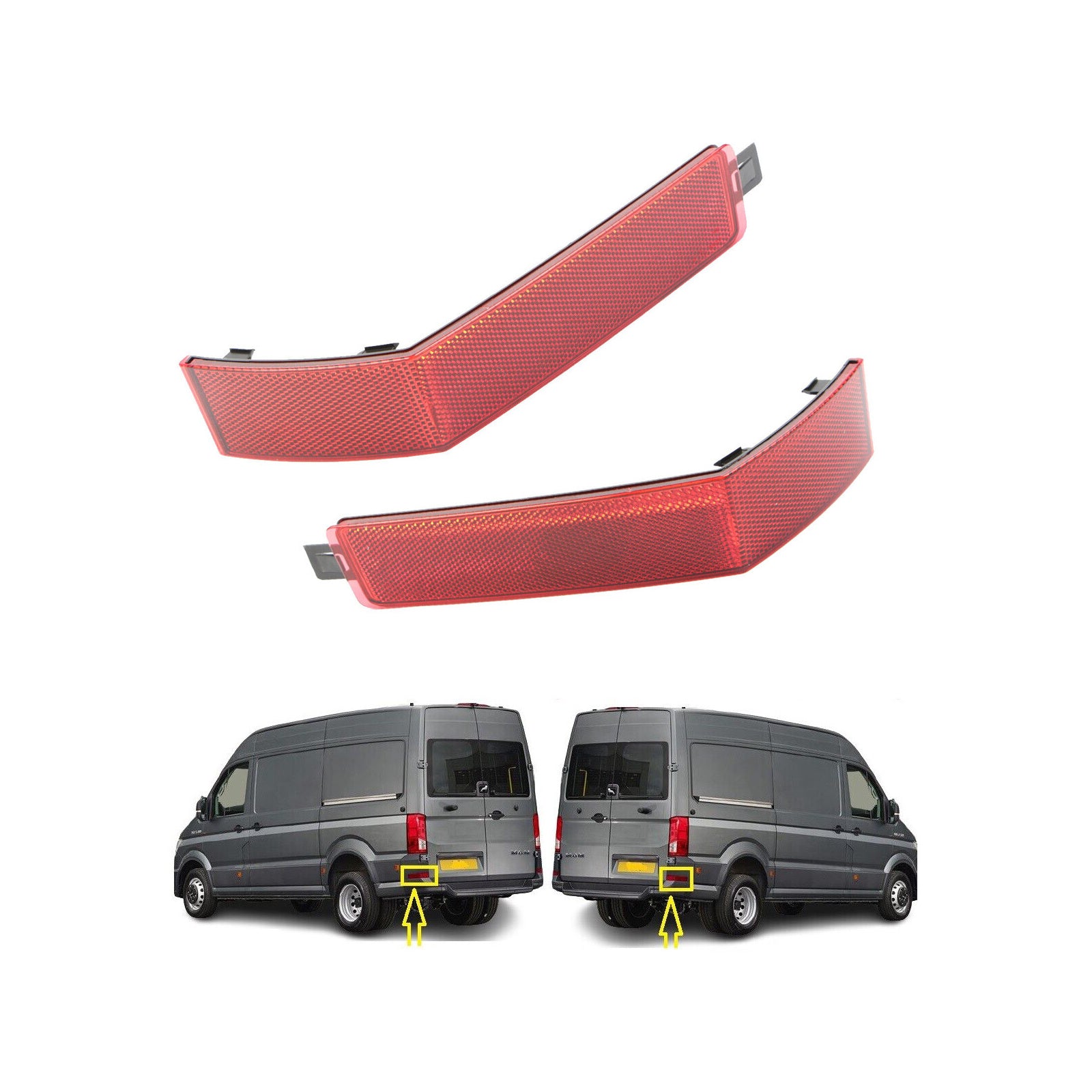 Pair Rear Bumper Reflector Set Red Left Right For Vw Crafter 7C0945105 7C0945106