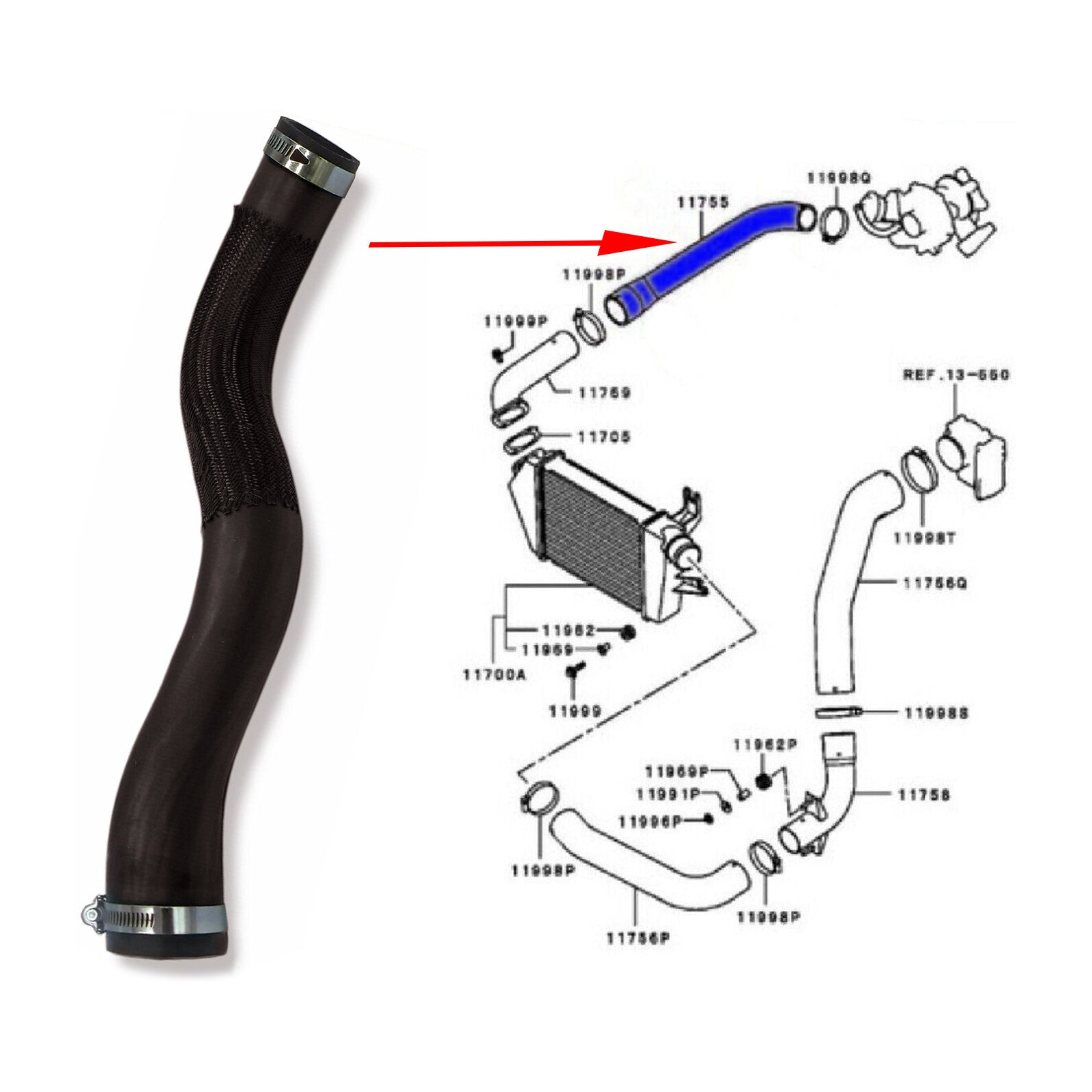 Turbo Outlet Air Intercooler Intake Hose Pipe For Mitsubishi L200 2.5 D 1505A377
