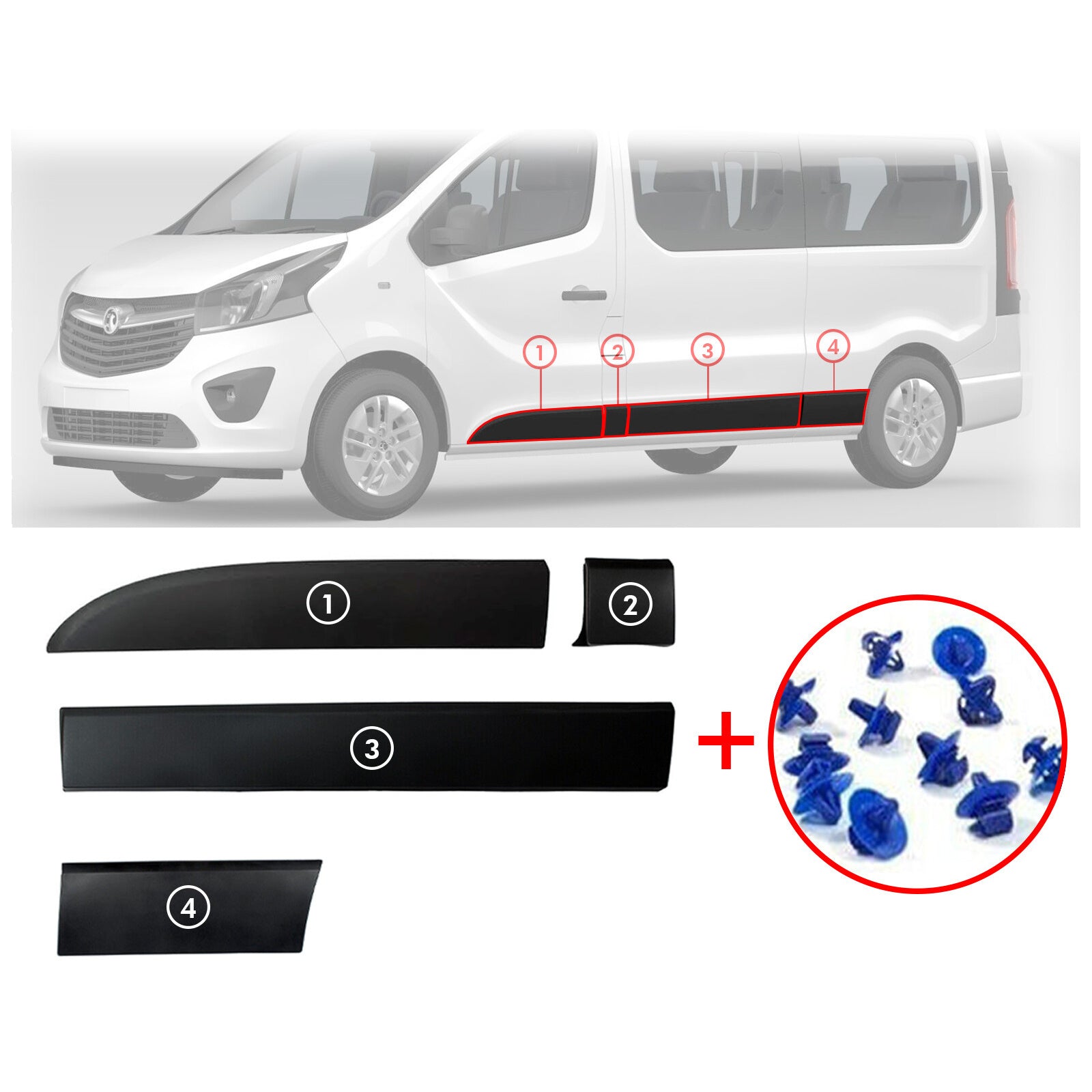 Left Side Moulding Trim Panel Set For Fiat Talento Nissan Nv300 2016 On