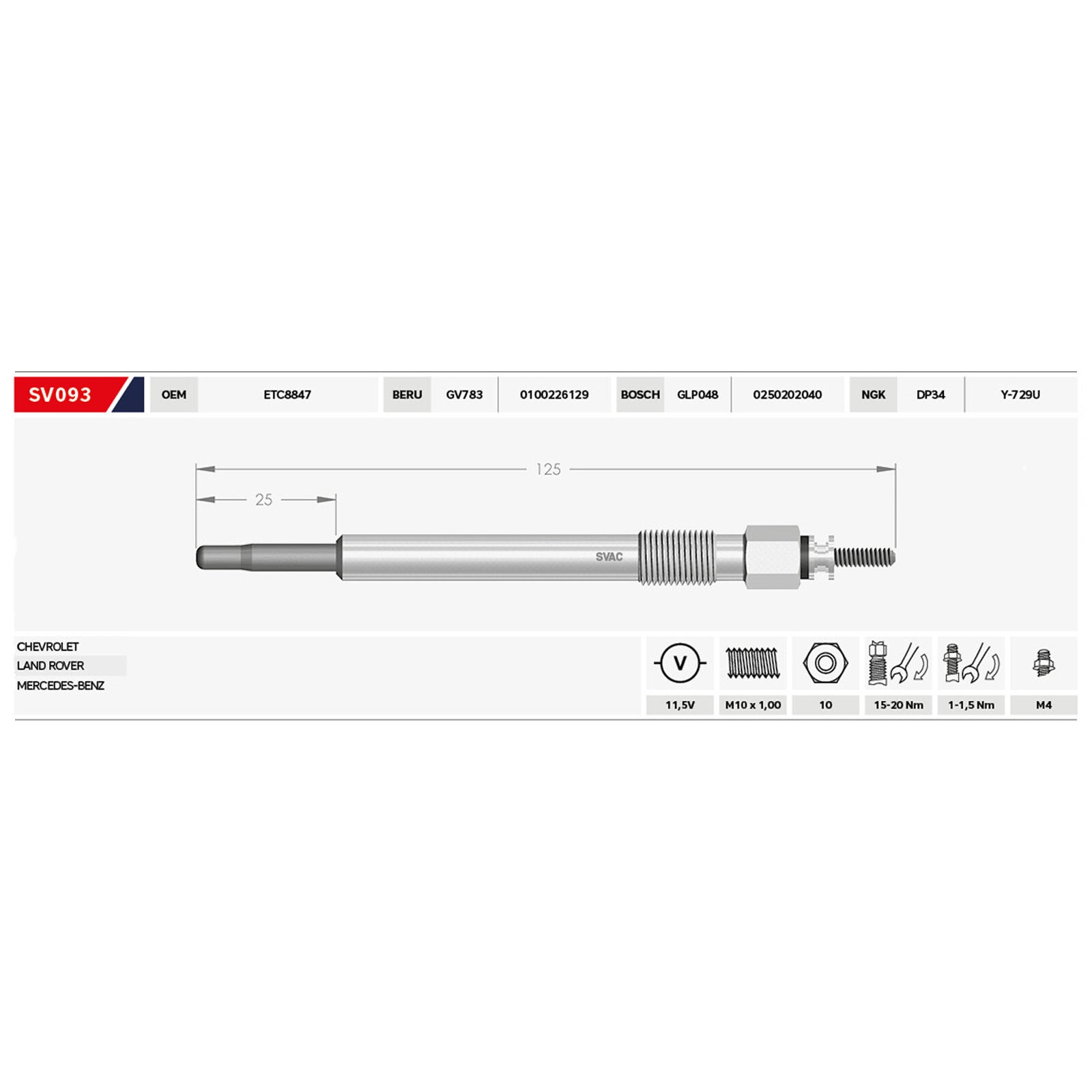 4X Glow Plugs For Land Rover Defender Discovery I Range Rover 2.5 TDI ETC8847