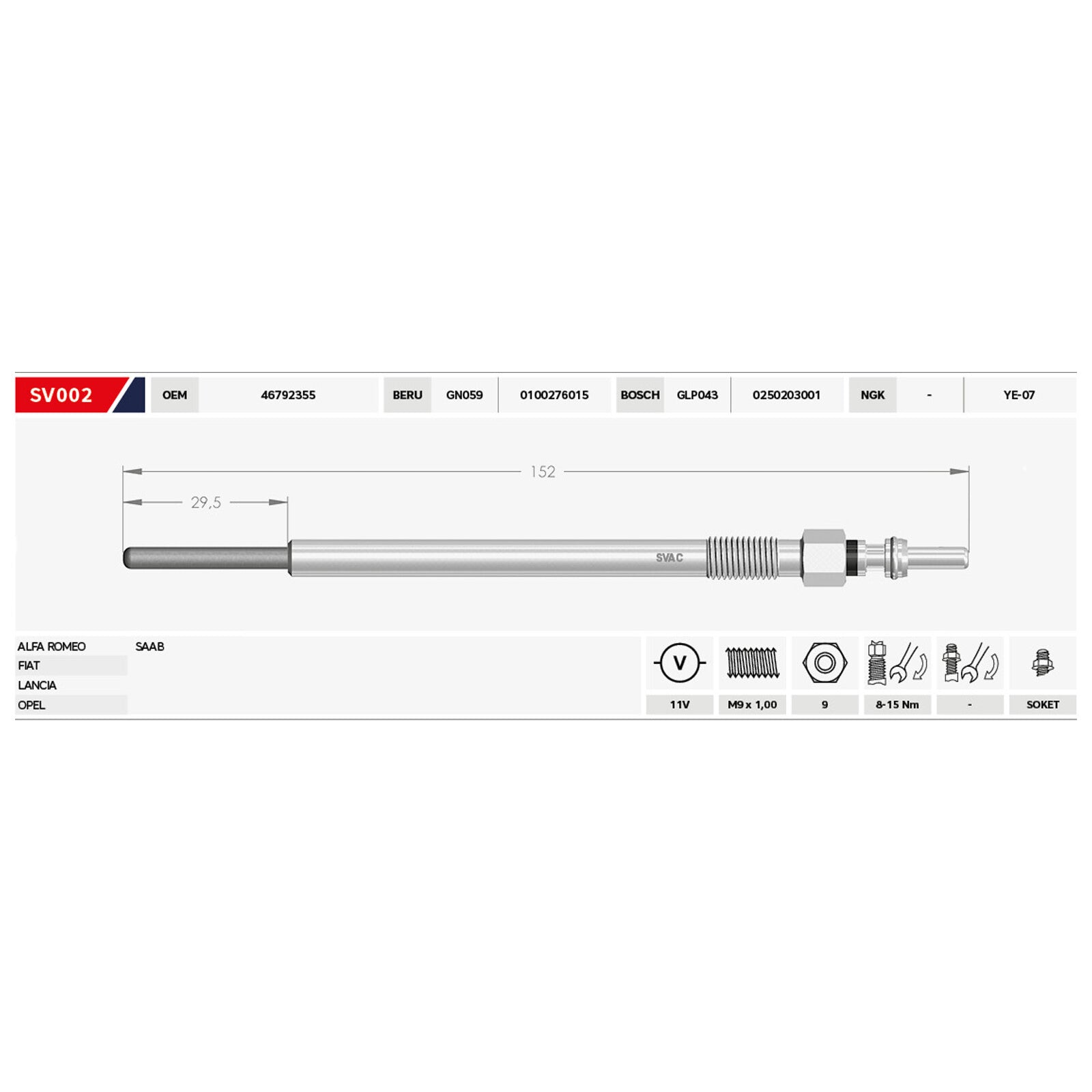 4X Heater Glow Plugs For Alfa Romeo 147 156 159 166 Brera GT Spider 46792355