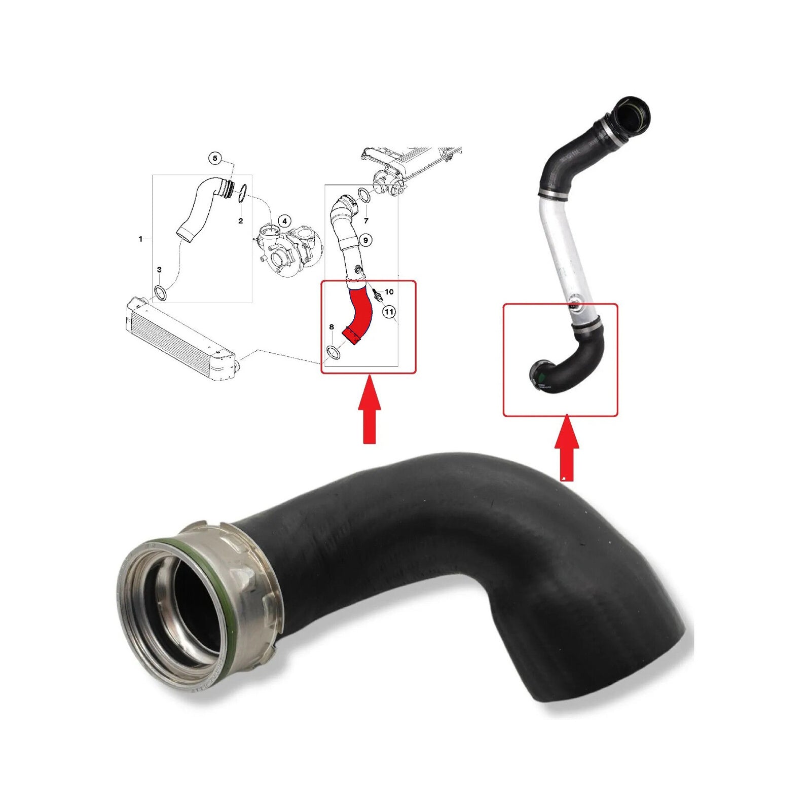 Intercooler Turbo Hose Pipe For BMW X3 E83 2.0 Diesel 11613450222 11613401557