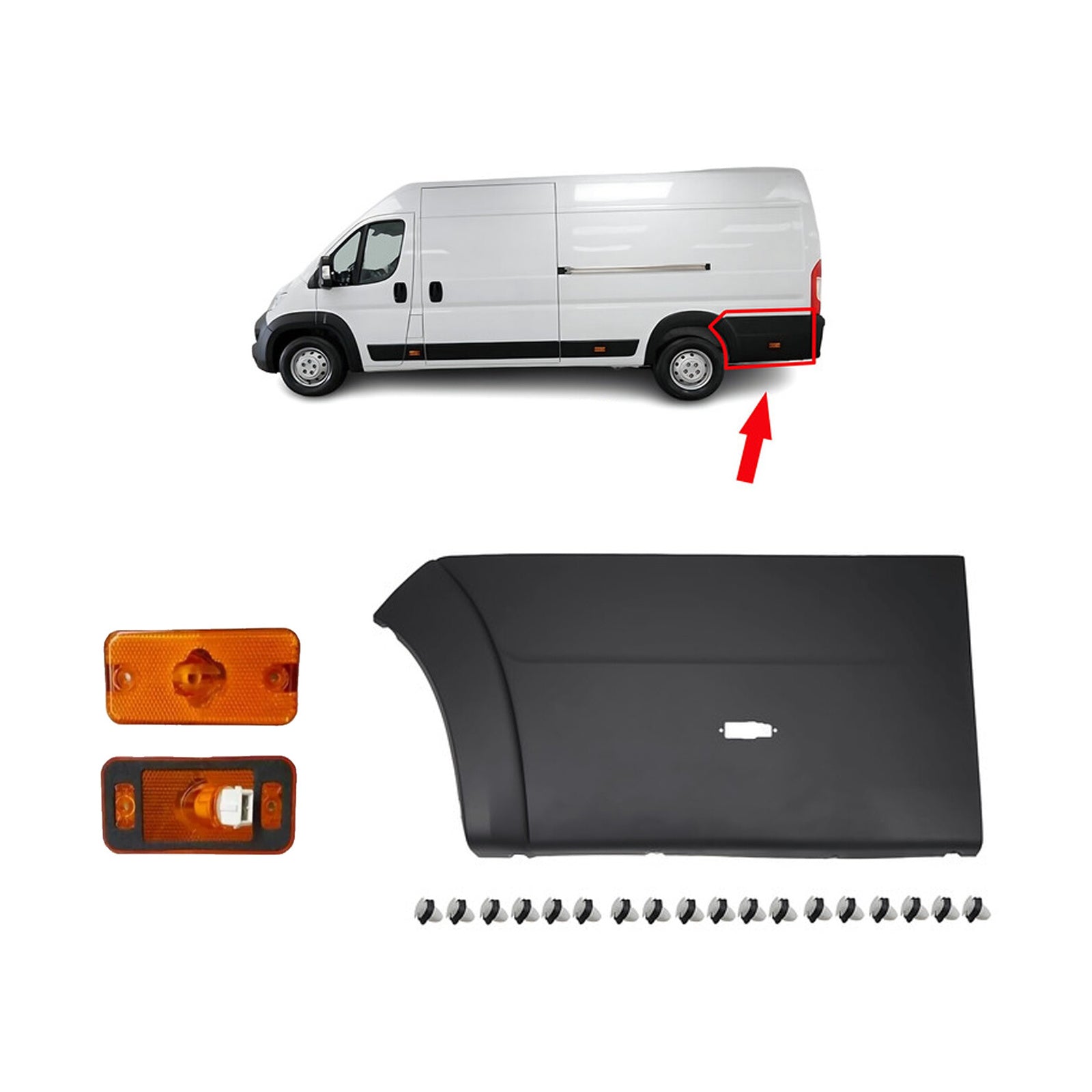 Rear Left Moulding Trim Quarter Panel and Indicator Lamp For Ducato Relay Boxer