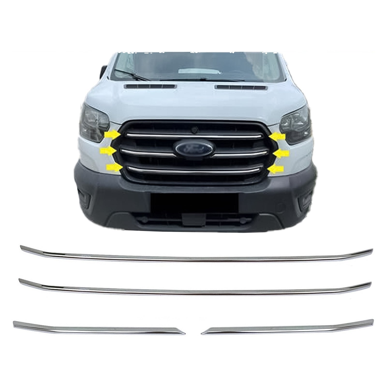 4 Pcs Chrome Front Grill Trim Cover Stainless Steel For Ford Transit Mk8 2019 On