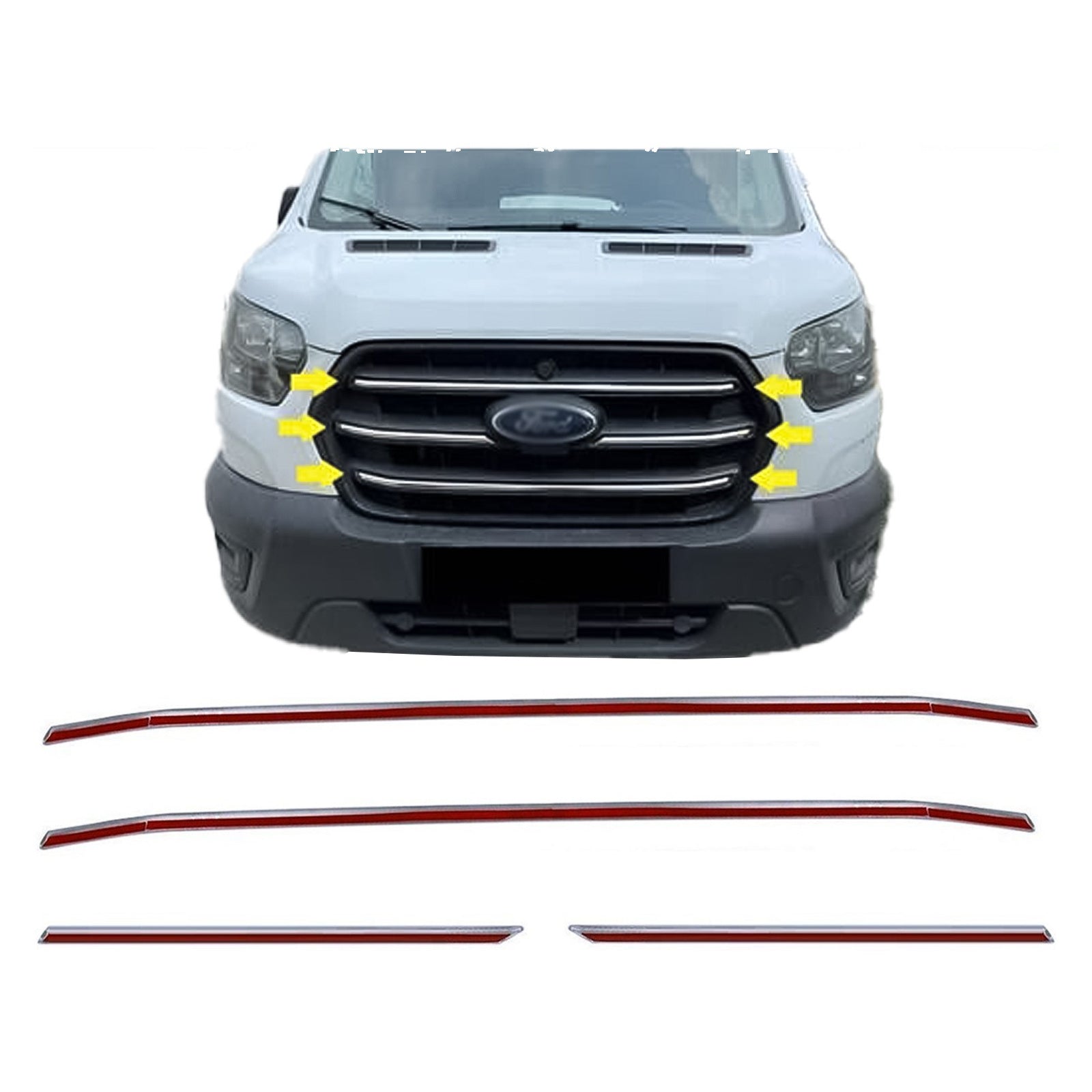 4 Pcs Chrome Front Grill Trim Cover Stainless Steel For Ford Transit Mk8 2019-On