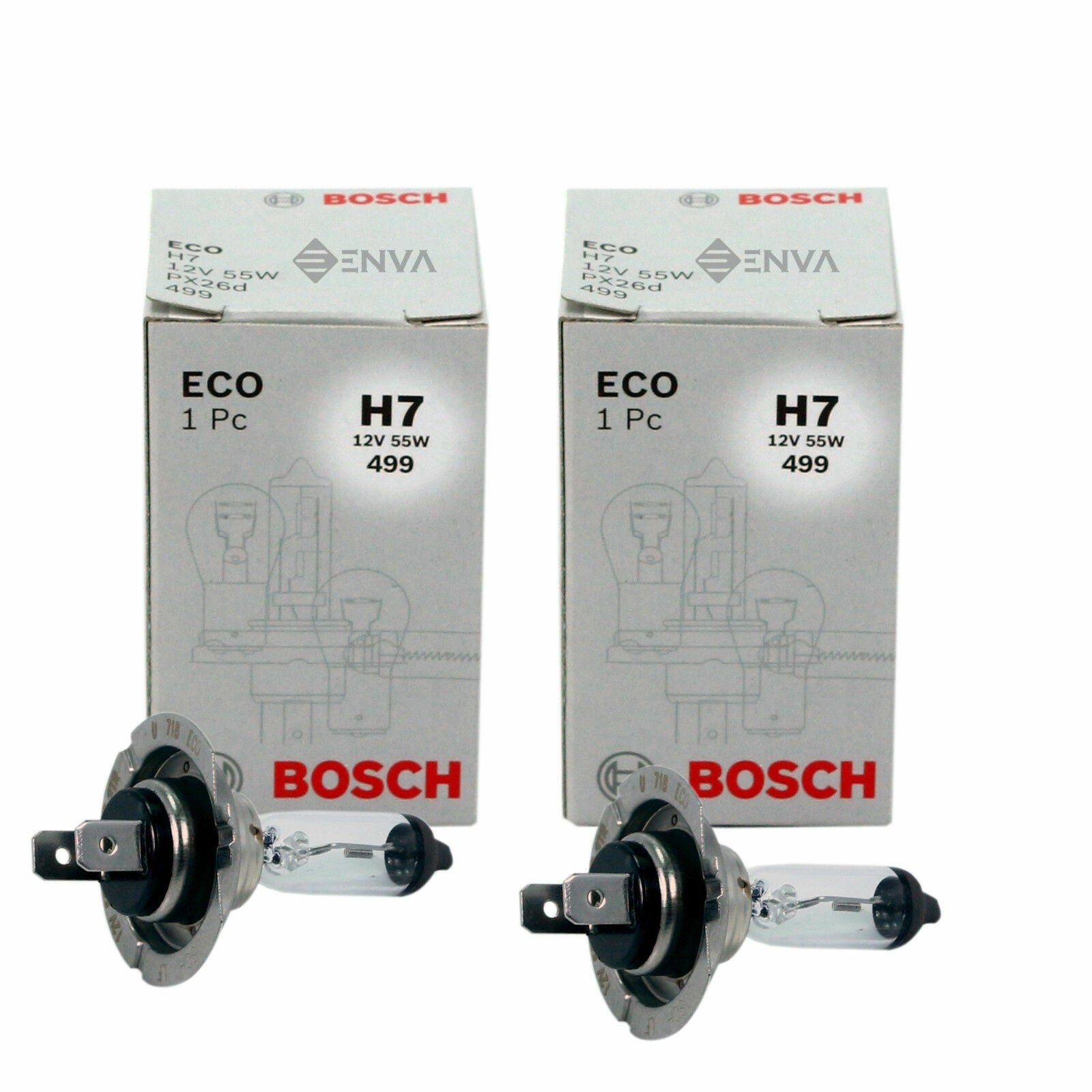 2X Geniune Bosch Eco H7 12V 55W 499 Headlight Bulbs