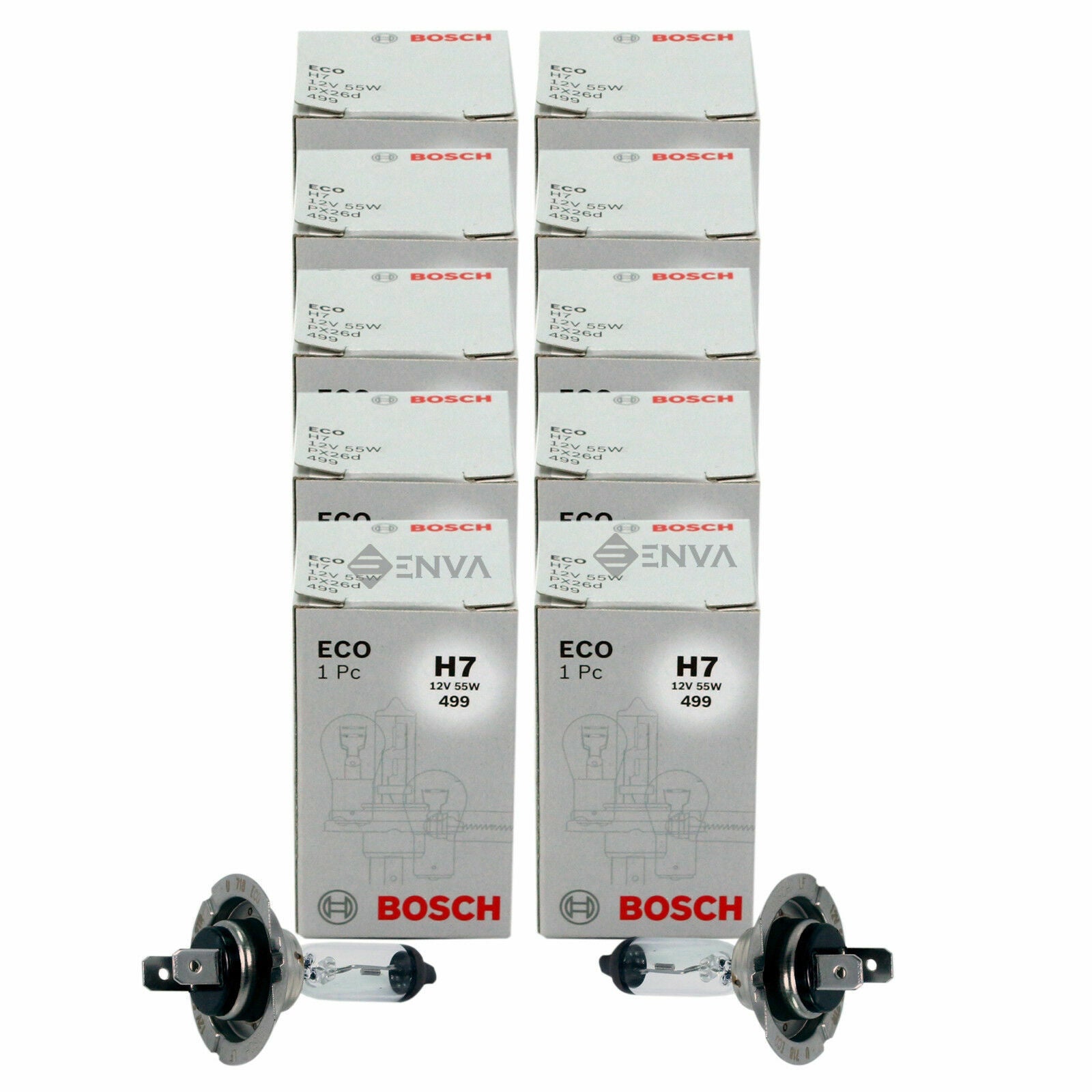 Geniune 10X Bosch Eco H7 12V 55W Px26D 499 Headlight Bulbs