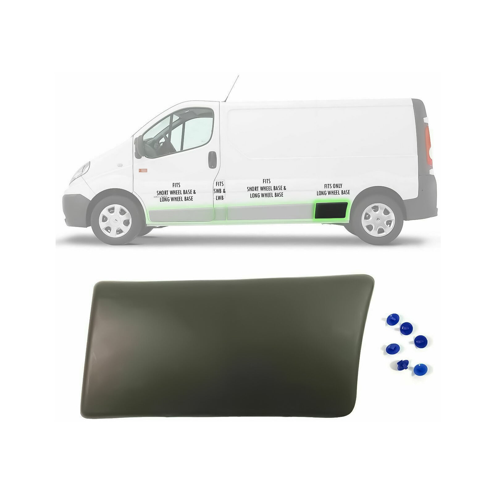 Left Side Trim Moulding Panel Front Of Rear Wheel Lwb For Primastar 2001 2013