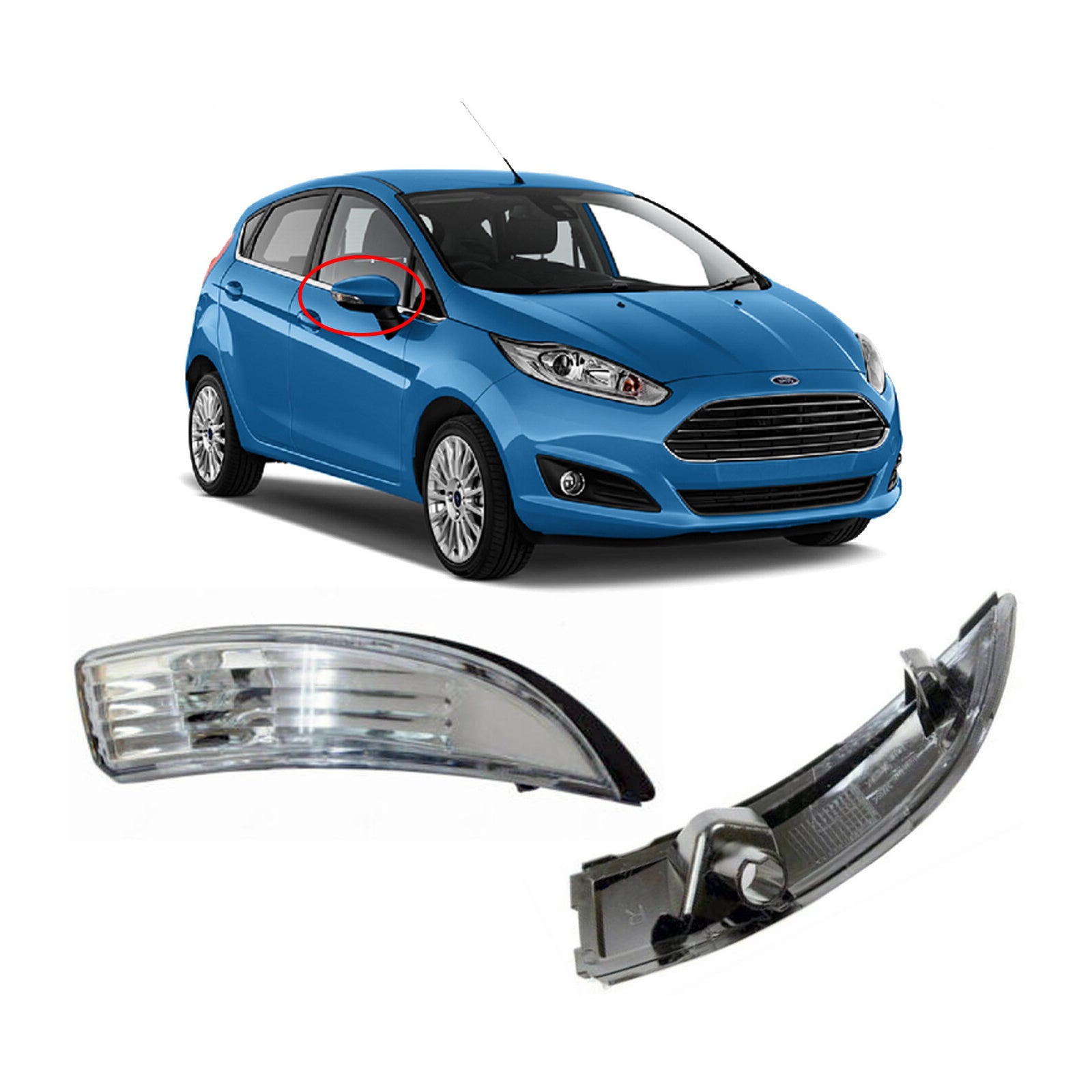 WING/DOOR MIRROR INDICATOR LENS FORD FIESTA 2008-2017 RIGHT SIDE WITHOUT BULB
