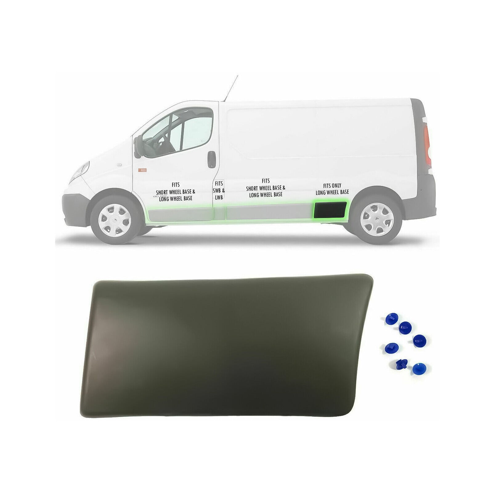 Side Door Moulding Panel Strip Set Left Side for Vauxhall/Opel Vivaro 01-13 LWB