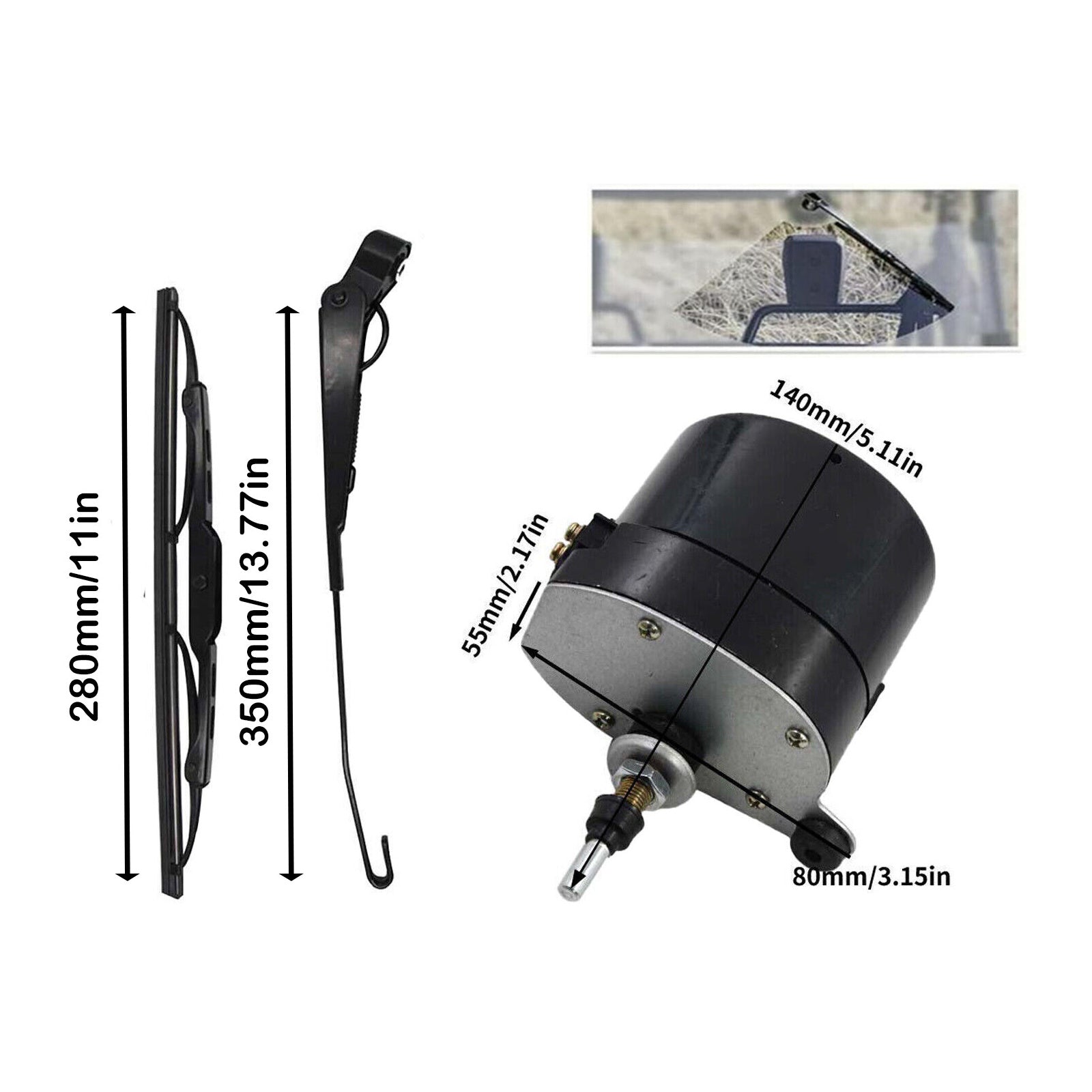 12V Universal Wiper Motor With Arm And Blade For Fishing Boat, Atv, Utv 01287358