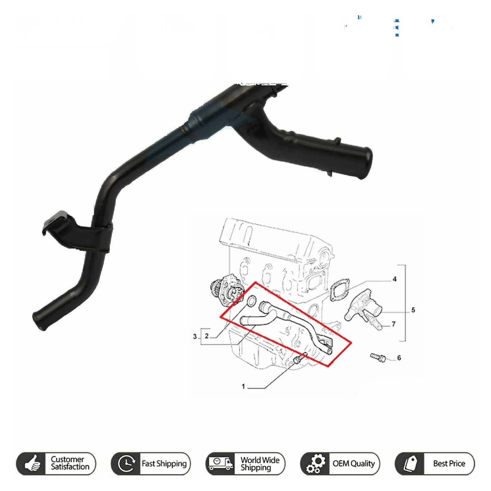 Water Coolant Pipe for Fiat Punto Grande Punto Stilo Idea Bravo 1.2 1.4 55185418