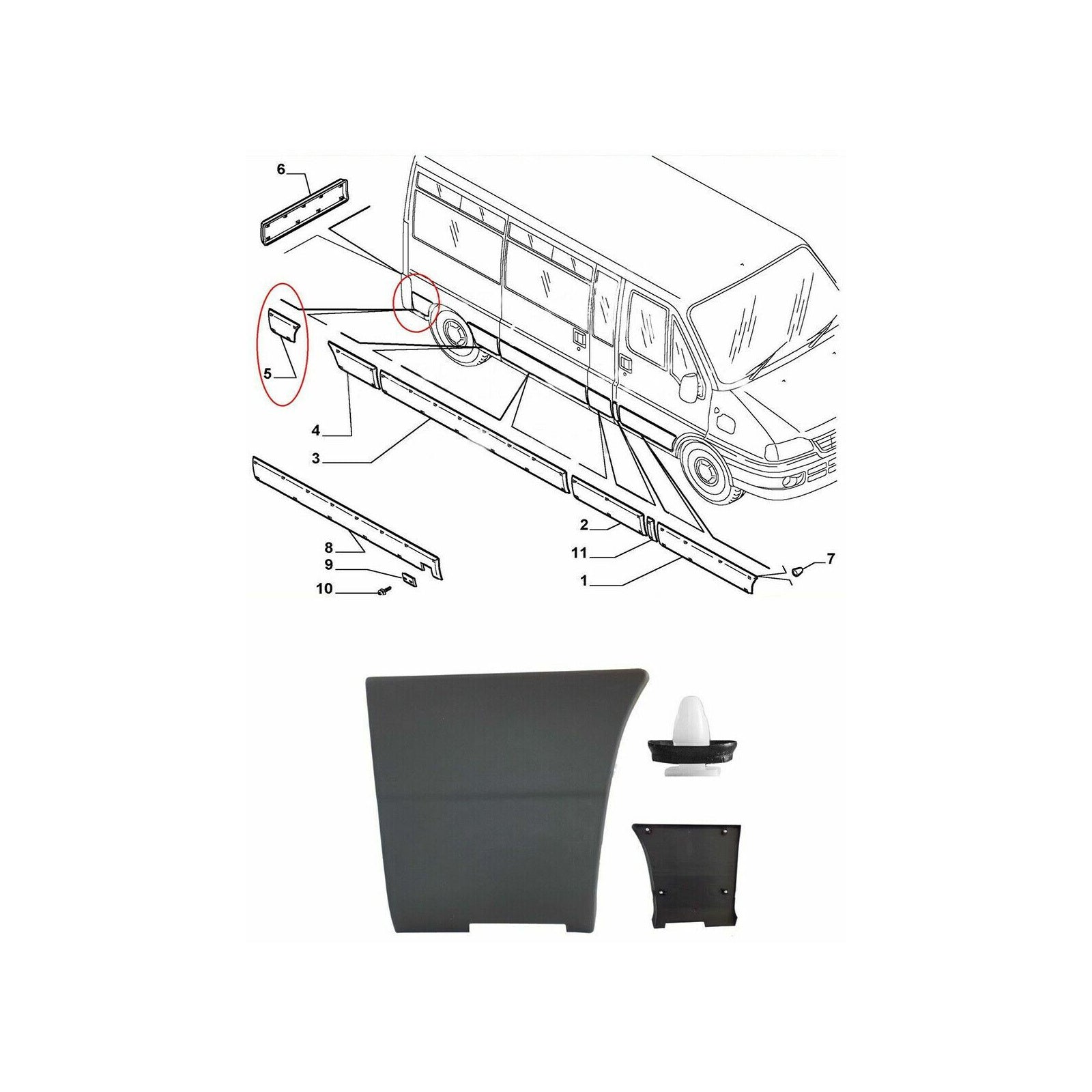 Rear Right Moulding Trim Panel for Peugeot Boxer 2002-2006 735338235 8547.Q5