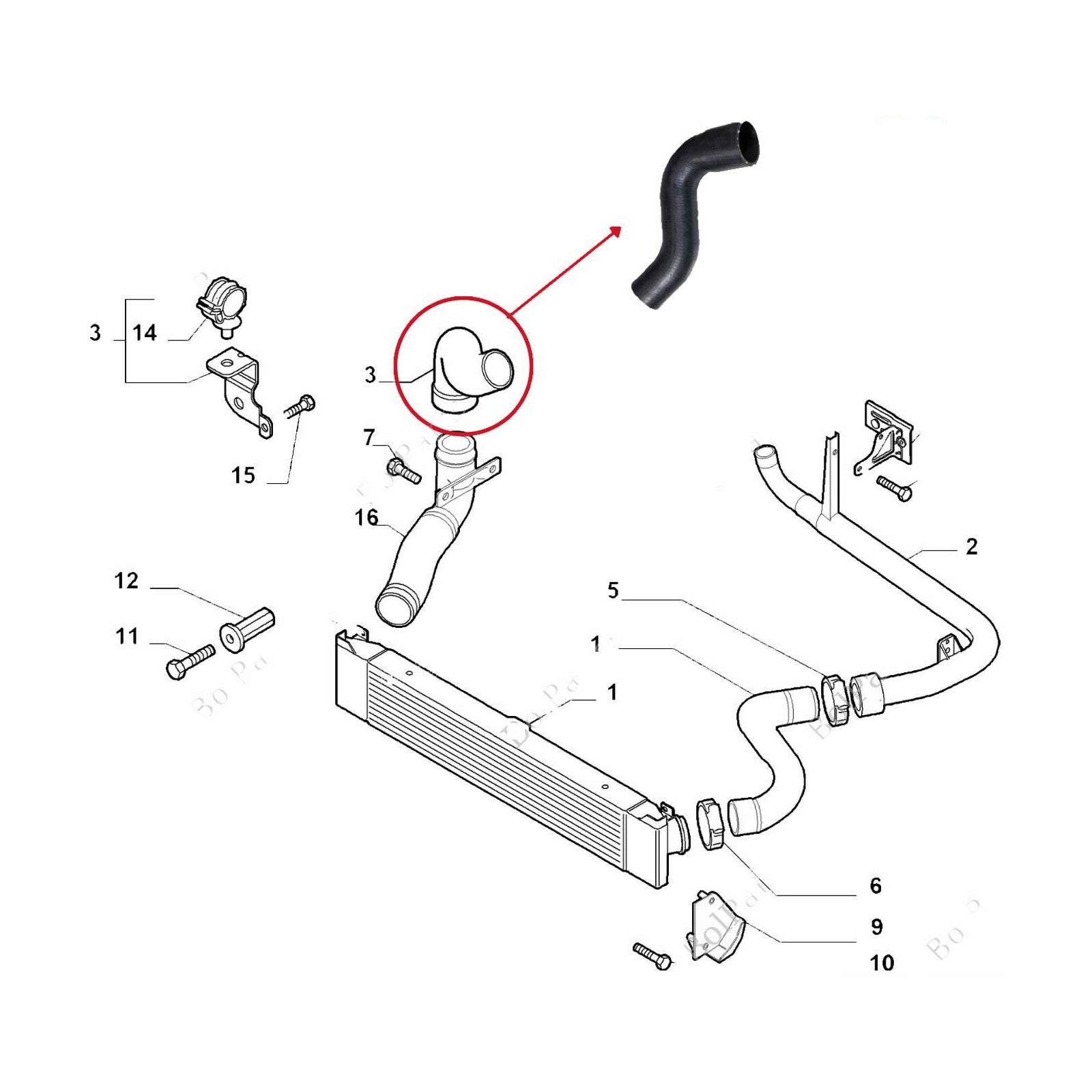 for Citroen Jumper Relay Peugeot Boxer HDi 0382.KA Turbo Intercooler Hose Pipe