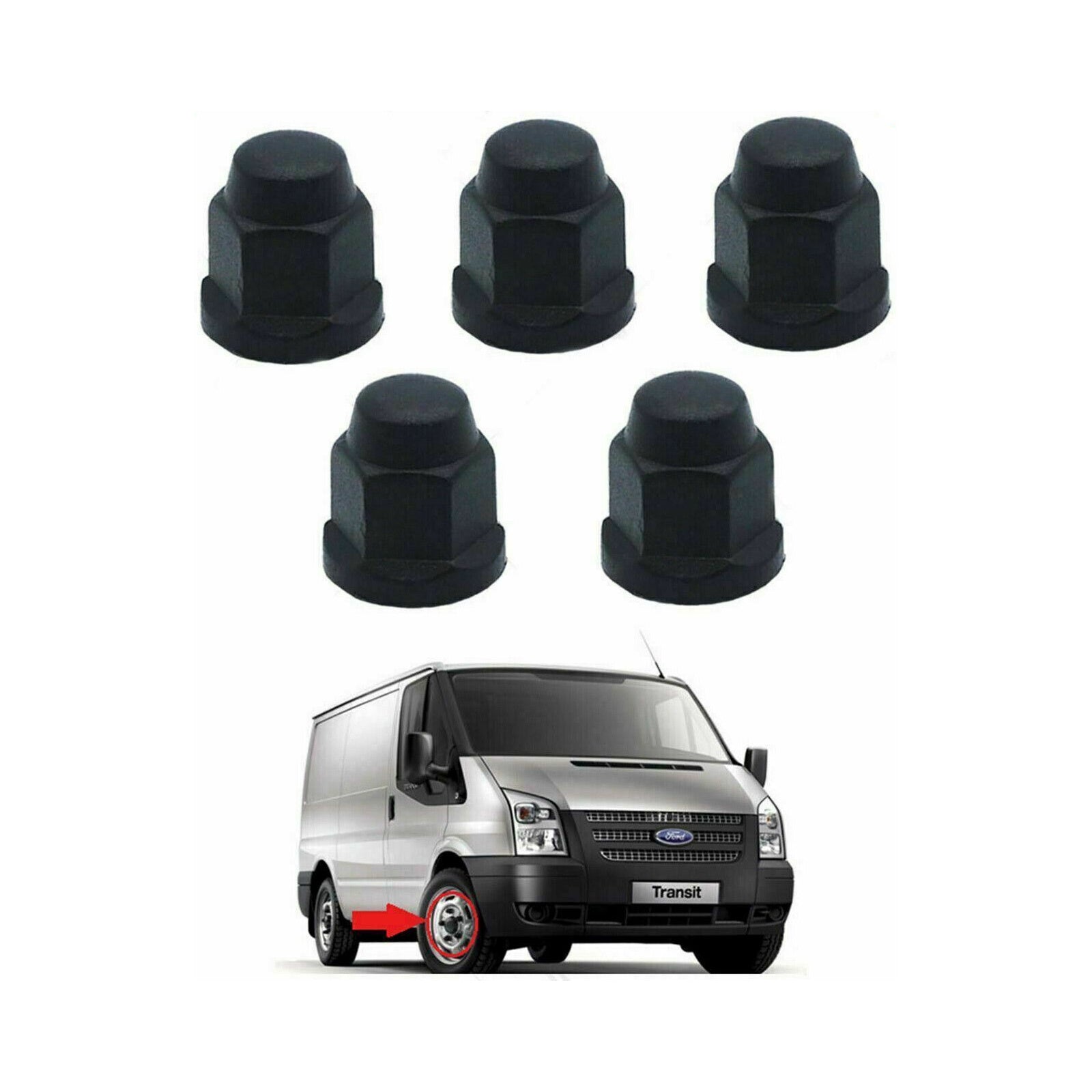 5 X Whell Nut Covers For Ford Transit Mk6 Mk7 2000 Onwards 4041979 Yc15 1K011 Ab