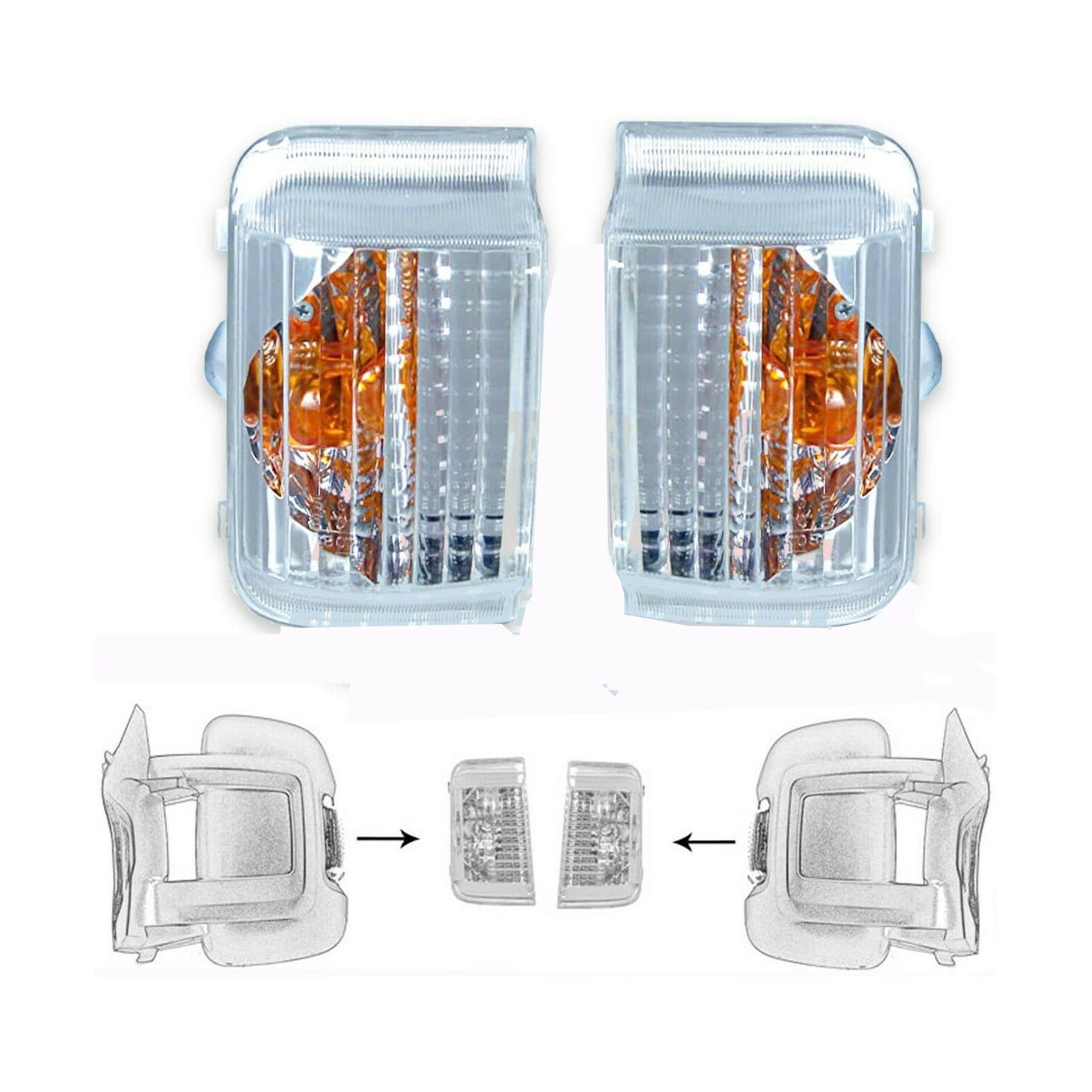 Peugeot Boxer Fiat Ducato Citroen Relay Dispatch Wing Mirror Indicator Lens Set