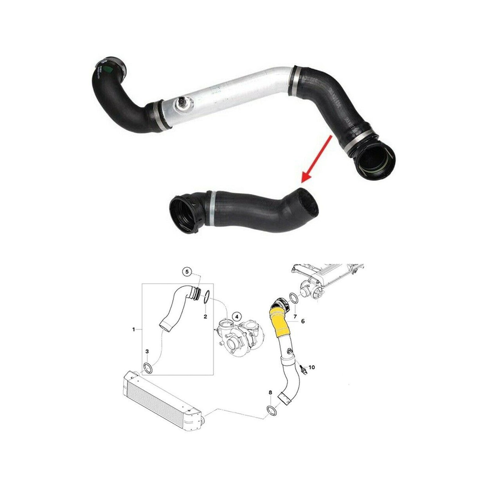 Intercooler Turbo Hose Pipe For BMW X3 E83 2.0 Diesel 11613401557 11613450222