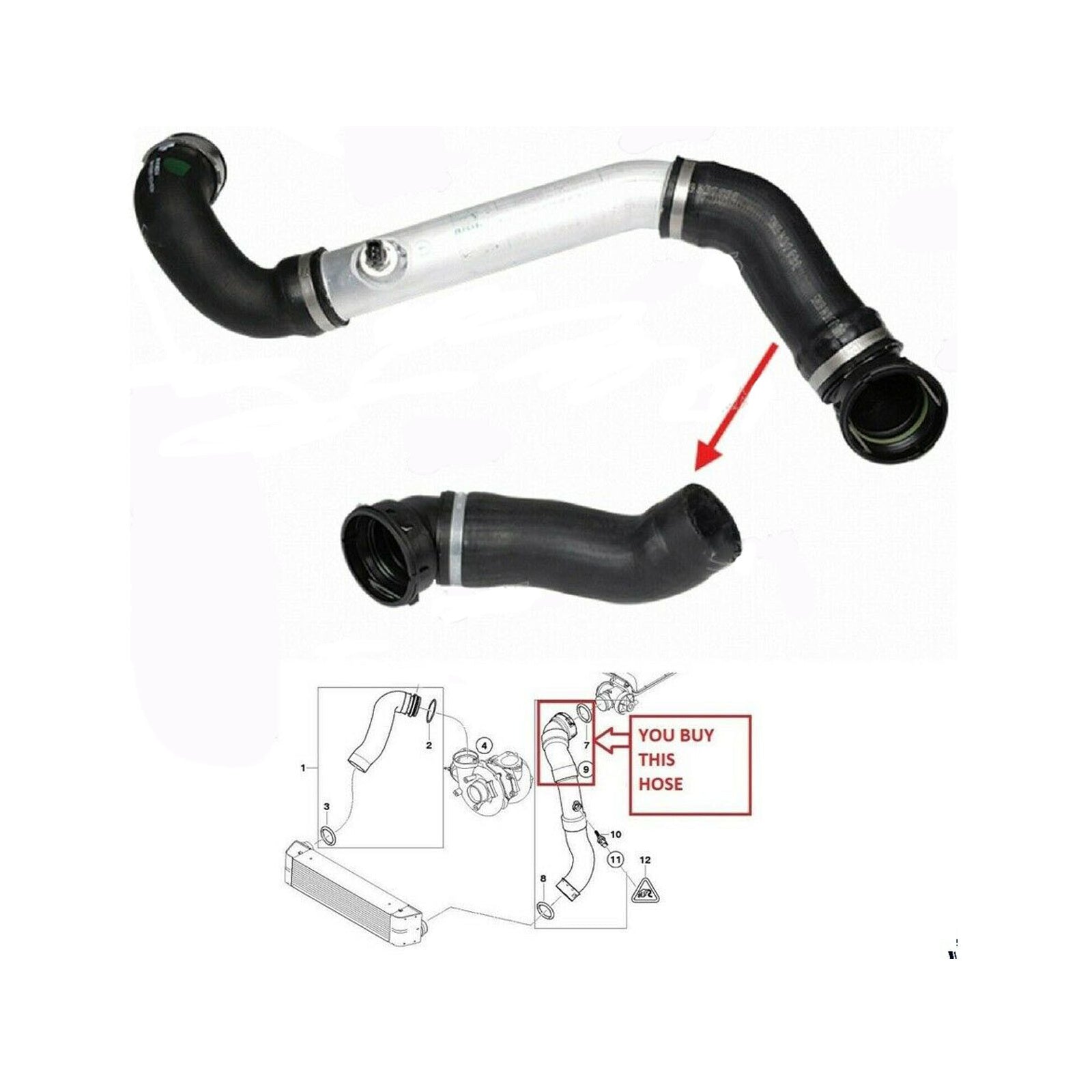 Intercooler Turbo Hose Pipe For BMW X3 E83 2.0 Diesel 11613401557 11613450222