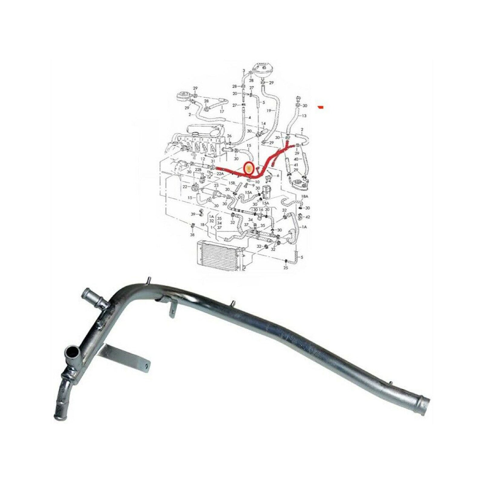 For Vw T4 Transporter 2.4 2.5 Metal Water Coolant Pipe Tube T403181 074121065Ae