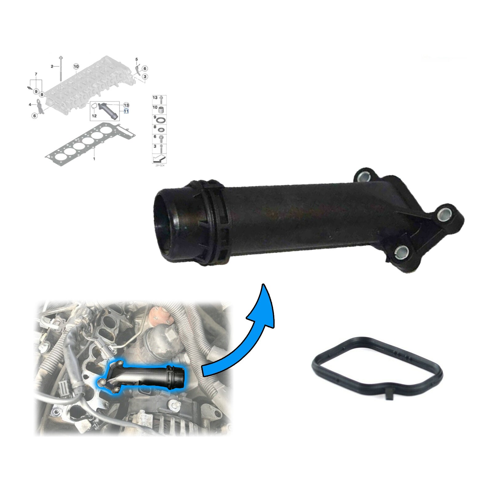 Coolant Flange Pipe For Bmw 3 Series Diesel E93 E92 E91 E90 11127810707