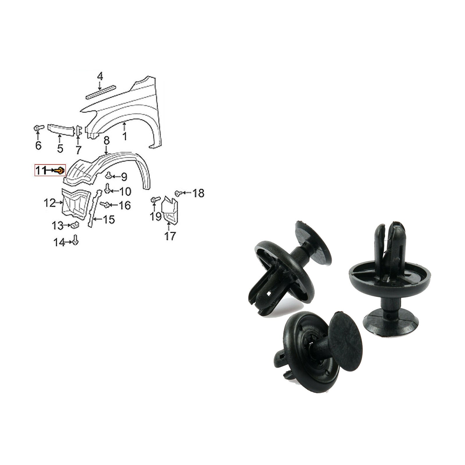 20X Plastic Clips Wheel Arch Inner Wing Lining Engine Shield Cover for Toyota