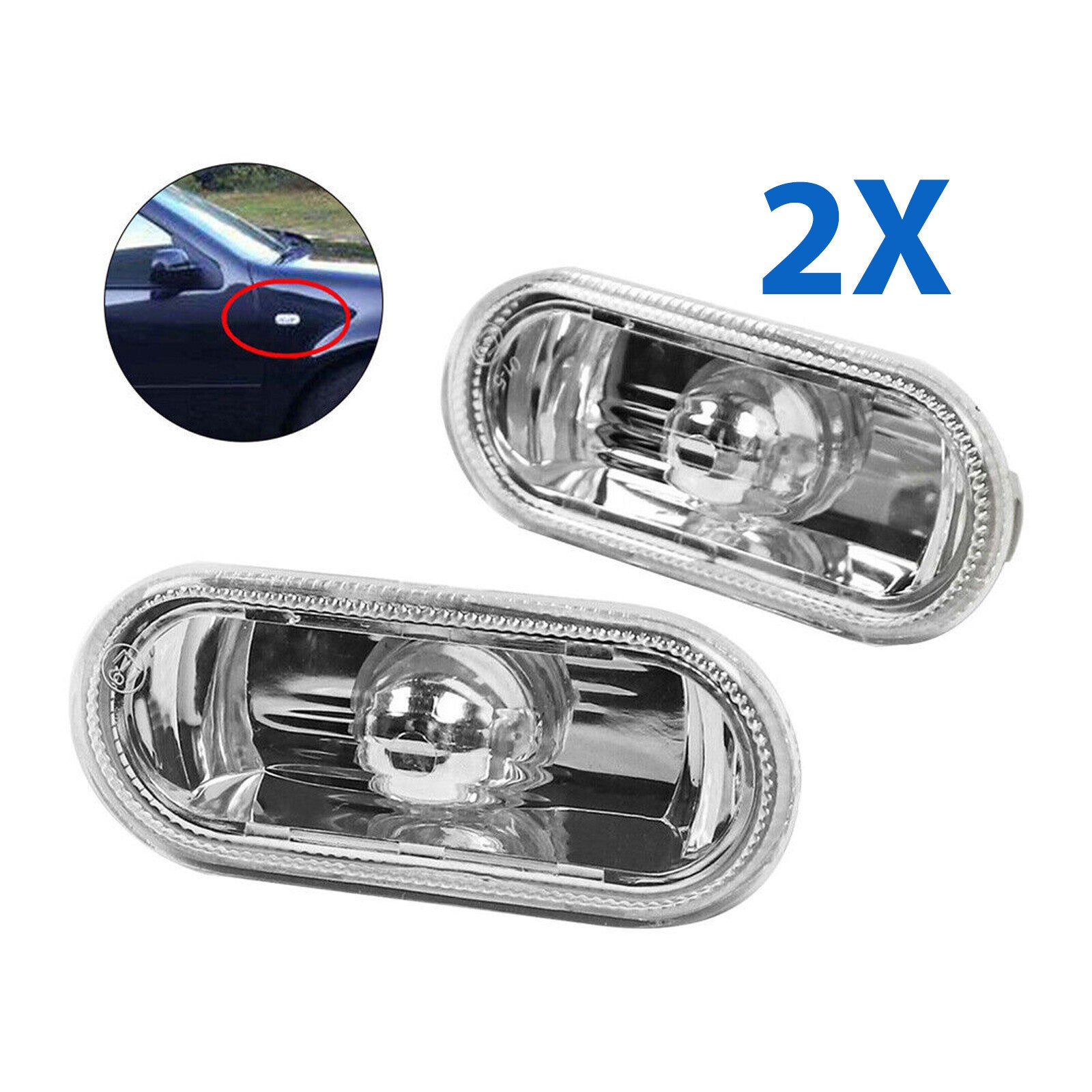 For Vw Skoda Seat Ford Pair Crystal Clear Side Indicator Repeaters 1J0949117