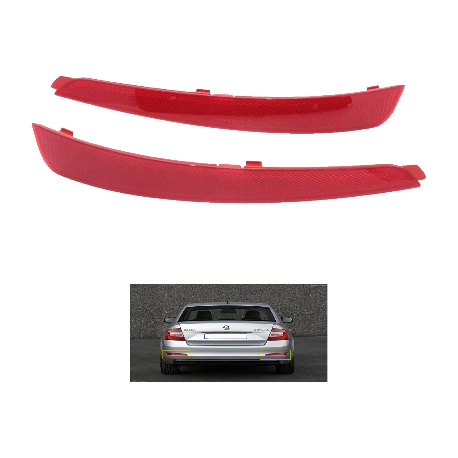 Rear Bumper Reflector Pair Left and Right For Skoda Octavia Mk3 5E5945105 5E5945106