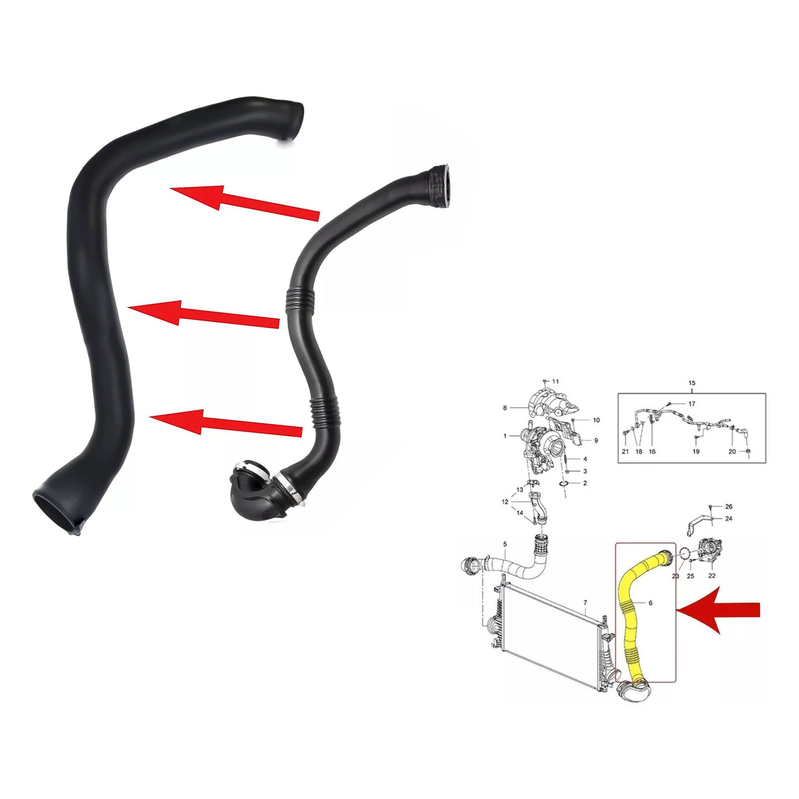 Intercooler Turbo Hose Pipe For Vauxhall Opel Insignia 2.0 Cdti 13419442 1302288