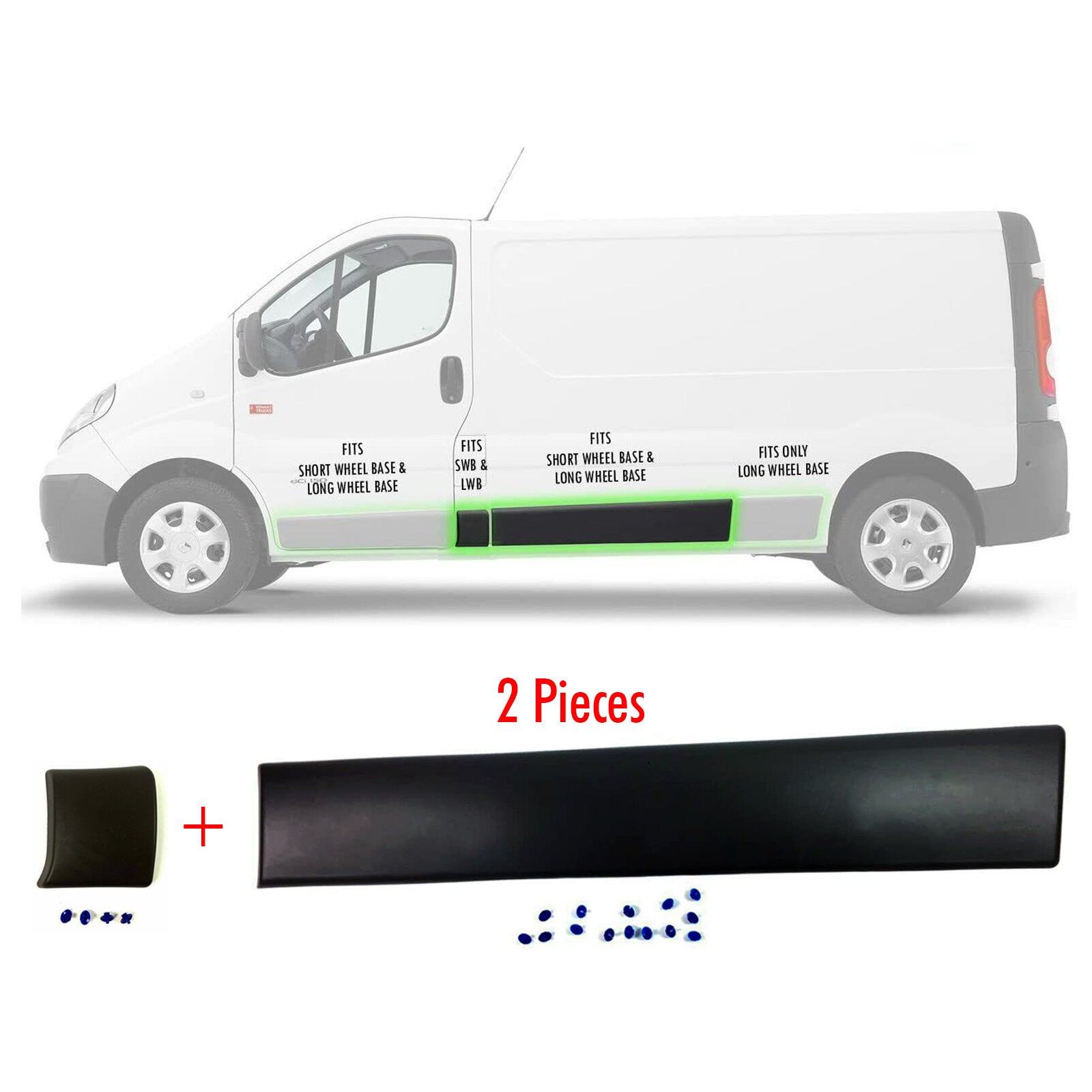 Left Side Central And Long Trim Moulding Panel For Renault Trafic Ii 02 13